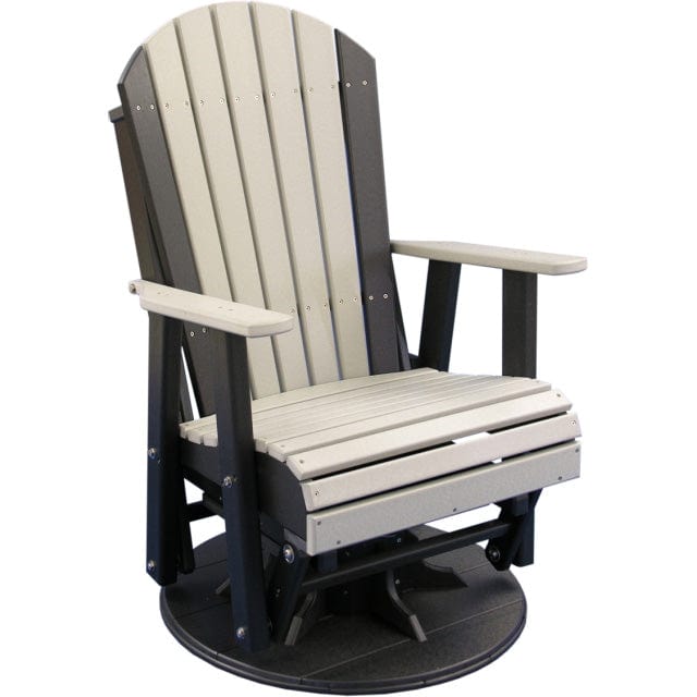 LuxCraft Recycled Plastic Swivel Glider Chair - Adirondack Style Outdoor Rocking Chair for Patio, Garden, Deck & Backyard Relaxation
