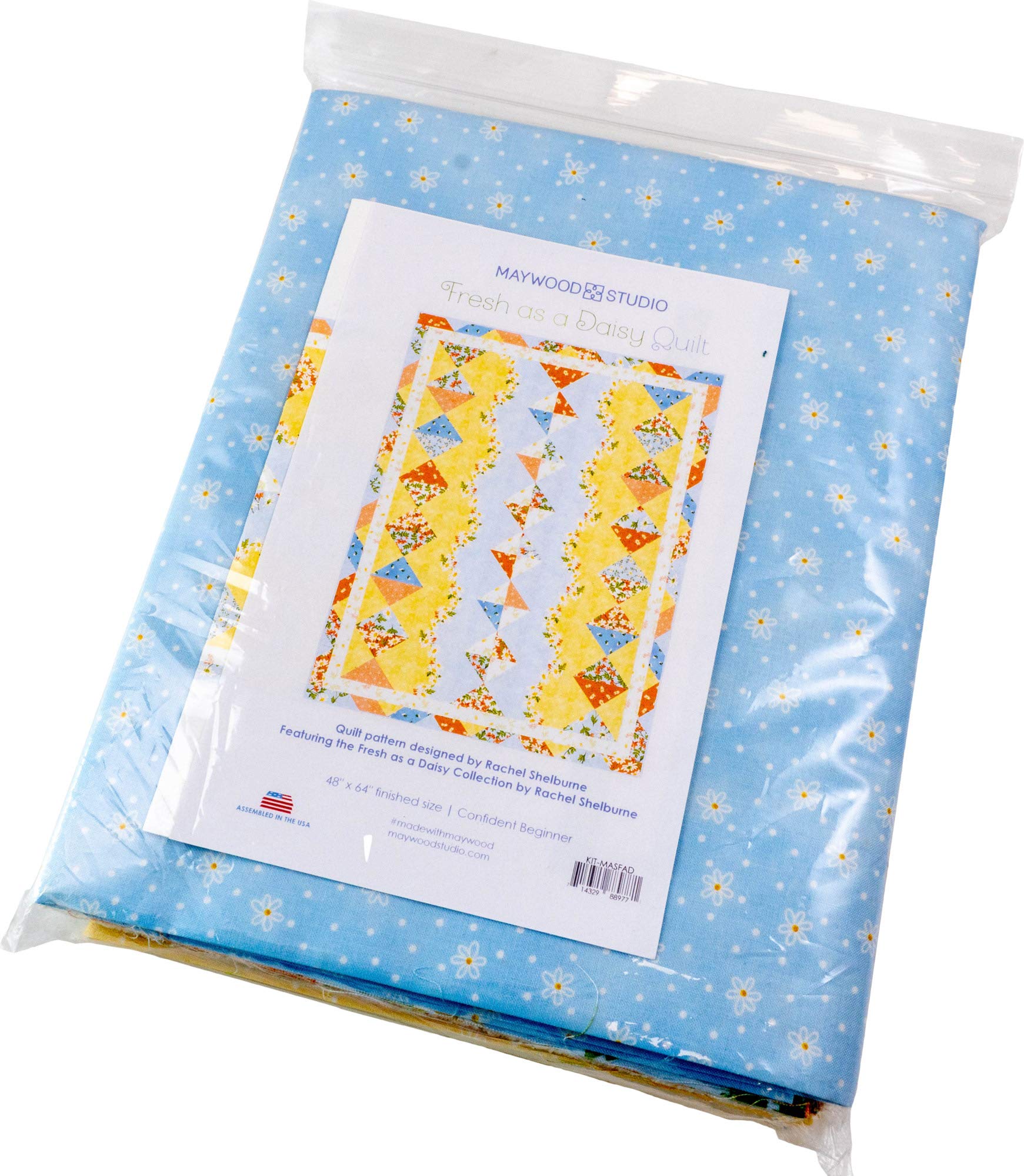 Maywood Studio Fresh as a Daisy Quilt Kit by Rachel Shelburne | Complete DIY Quilting Set for Beginners | Perfect for Home Decor, Baby Nursery & Gift Giving
