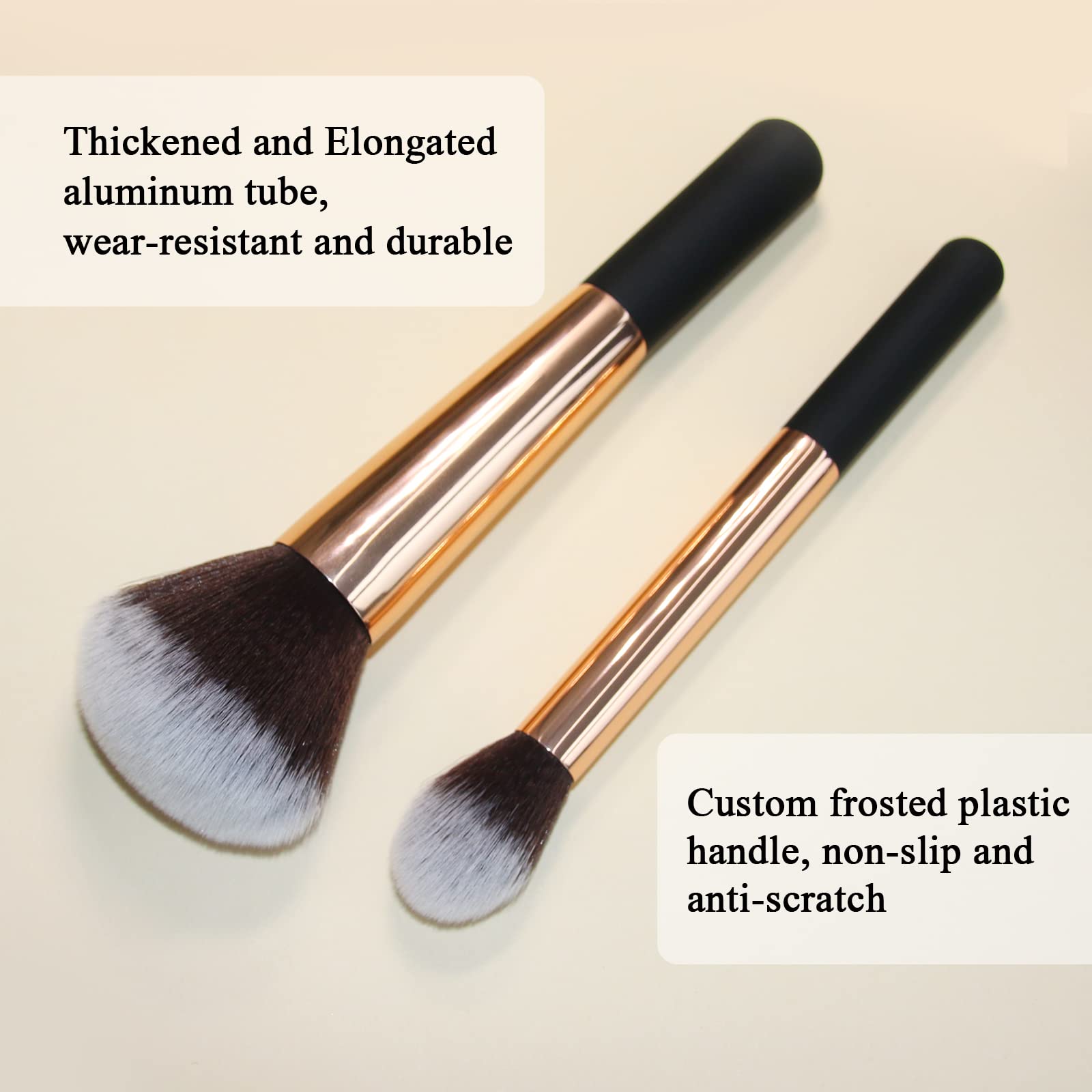 Banidy Makeup Brush Set - Powder, Foundation, Highlighter - Wooden Handle for Flawless Blending