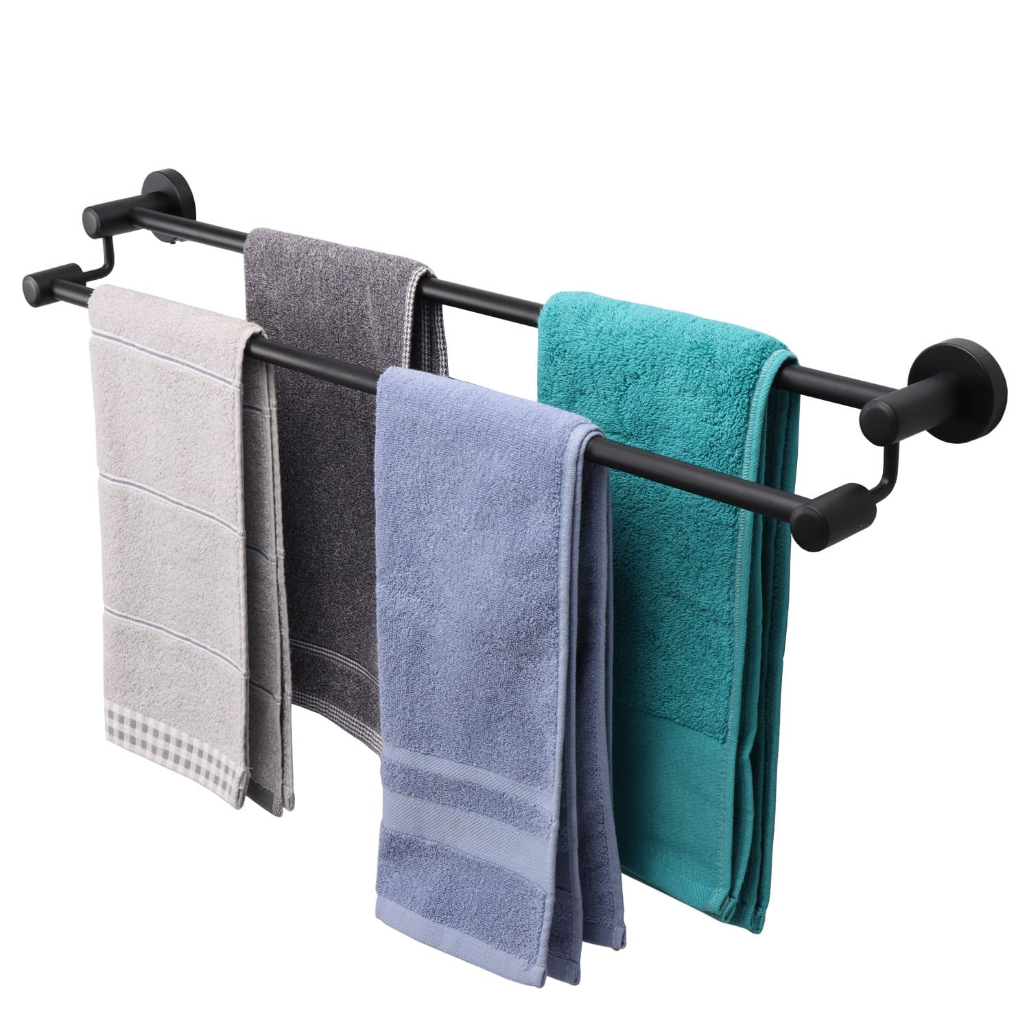 TocTen 30IN Double Towel Bar - Heavy Duty SUS304 Stainless Steel Bathroom Towel Rack, Wall Mounted Towel Holder for Bathroom Accessories (Black) - Perfect for Spa, Hotel & Luxury Home Bathroom Decor