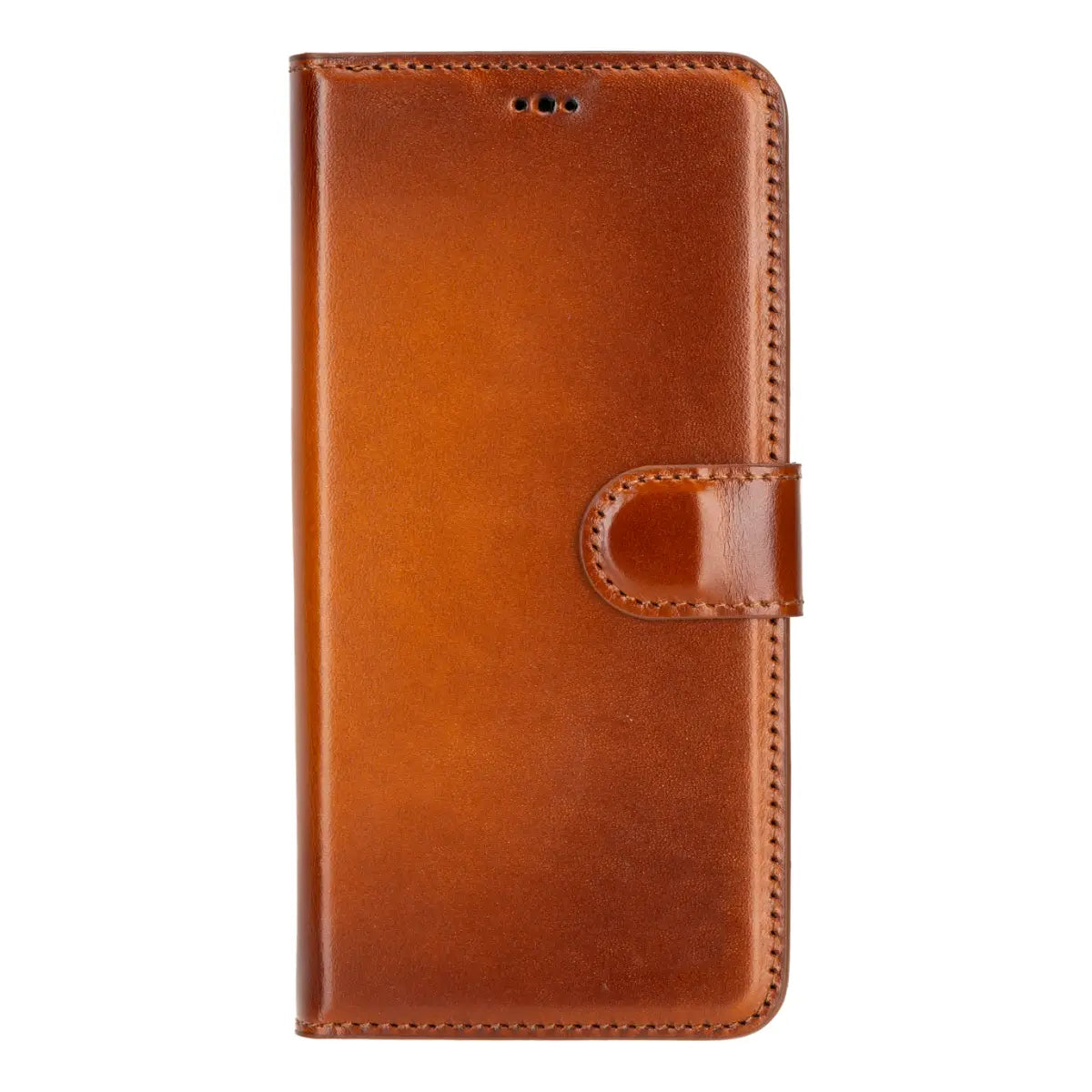 Premium Burnished Tan Magnetic Leather Wallet Case for Samsung Galaxy S25 Plus - Slim Protective Cover with Card Slots for Everyday Use & Travel