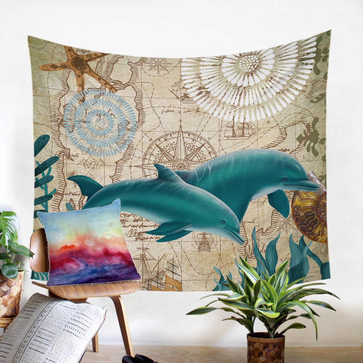 Premium Dolphin Love Duvet Cover Set - Soft Coral Reef Print Bedding - Perfect for Beach Themed Bedrooms & Ocean Lovers' Home Decor