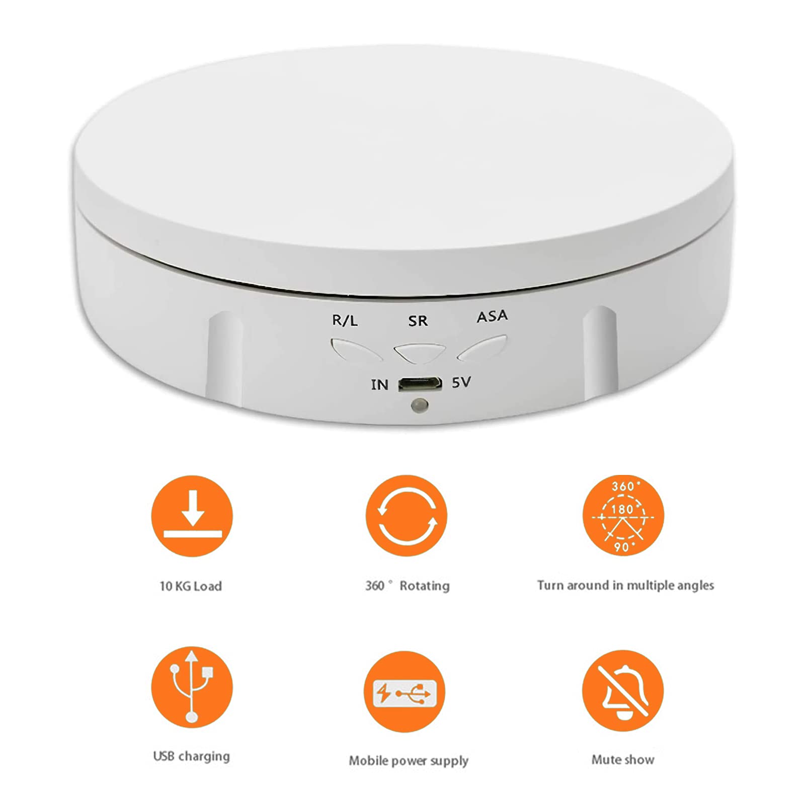 Luolety 360° Motorized Electric Photography Turntable - 10kg Load Capacity Rotating Display Stand with 5 Backgrounds for Jewelry, Watches & Product Photography | Perfect for Live Videos, E-commerce Listings & Social Media Content Creation