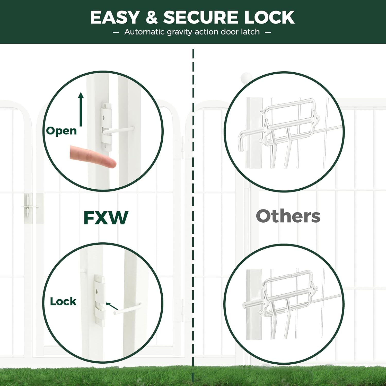 White Rollick Dog Playpen for All Terrain - Portable Outdoor Pet Fence for Small & Large Dogs - Perfect for Backyard, Camping & Travel Use