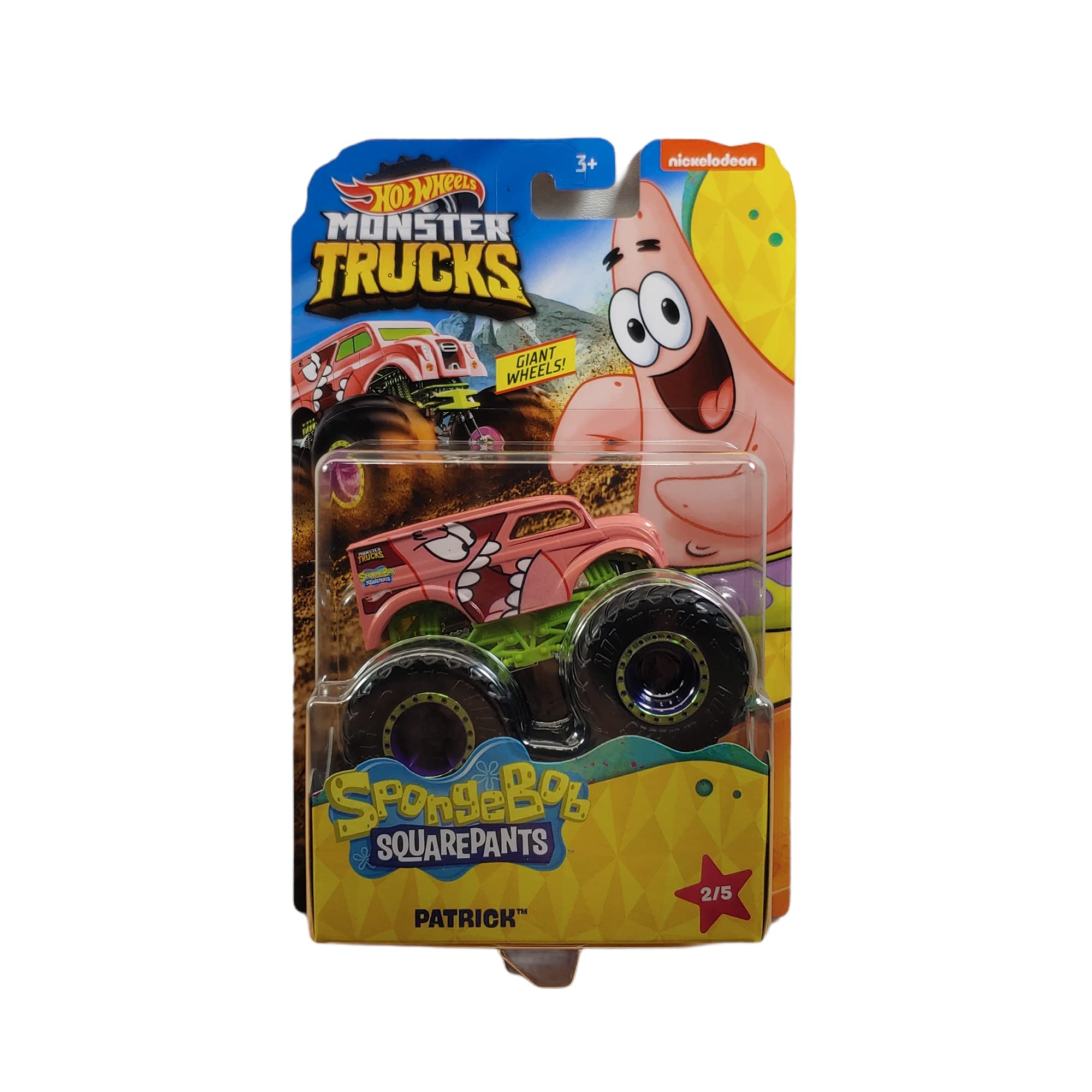 Hot Wheels Monster Trucks Spongebob Squarepants 1:64 Scale Die-Cast Vehicle with Giant Wheels - Patrick Star Edition (2020 Collection) | Kids Toys, Gift for Boys & Girls, Birthday Party Favors, Collectible Display