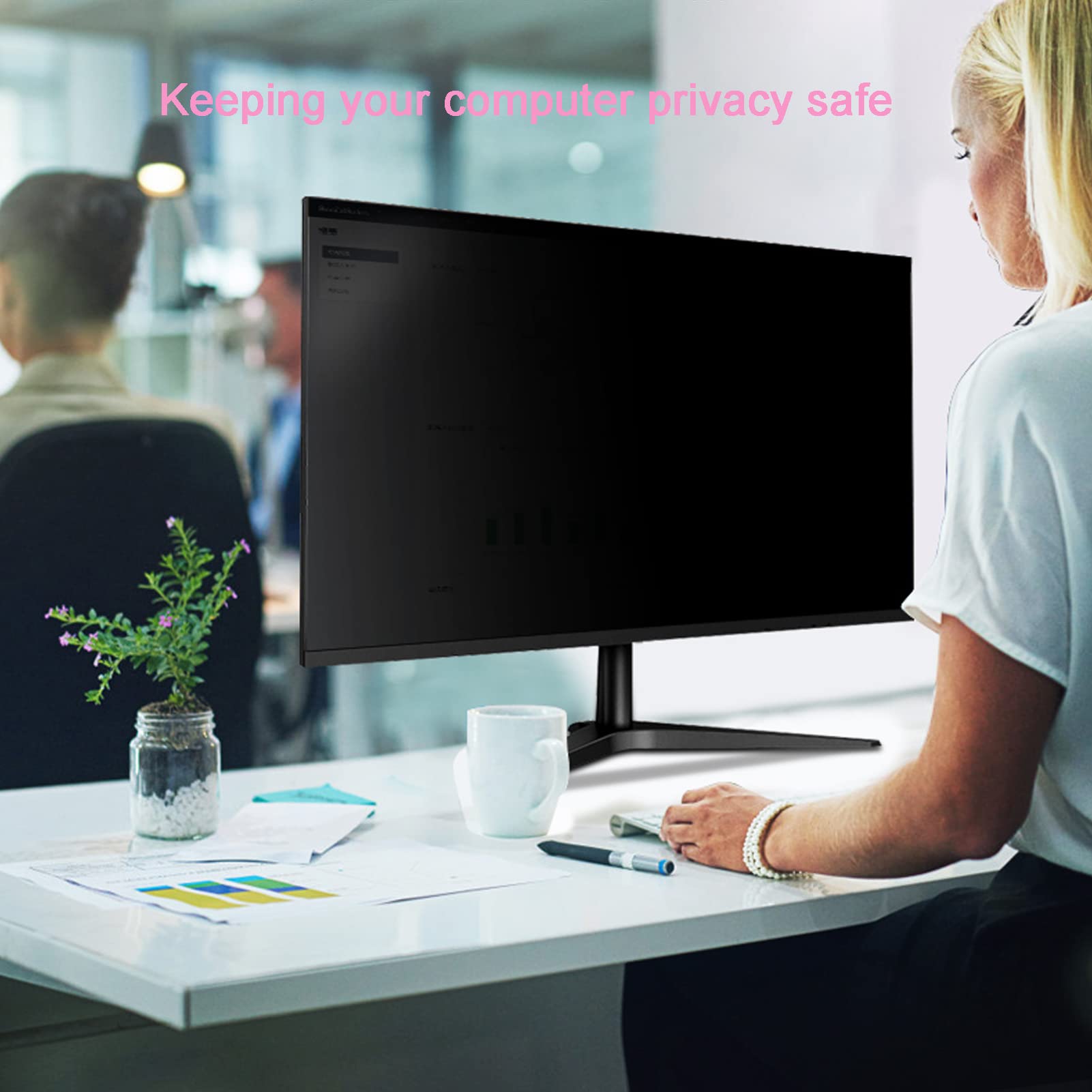 17-32 Inch Anti-Glare Computer Privacy Screen Filter with 2cm Hanging Buckle - Anti-Scratch Protector for Widescreen Monitors (21in/537x330mm) - Perfect for Office, Home & Public Workspaces to Reduce Eye Strain & Protect Sensitive Data