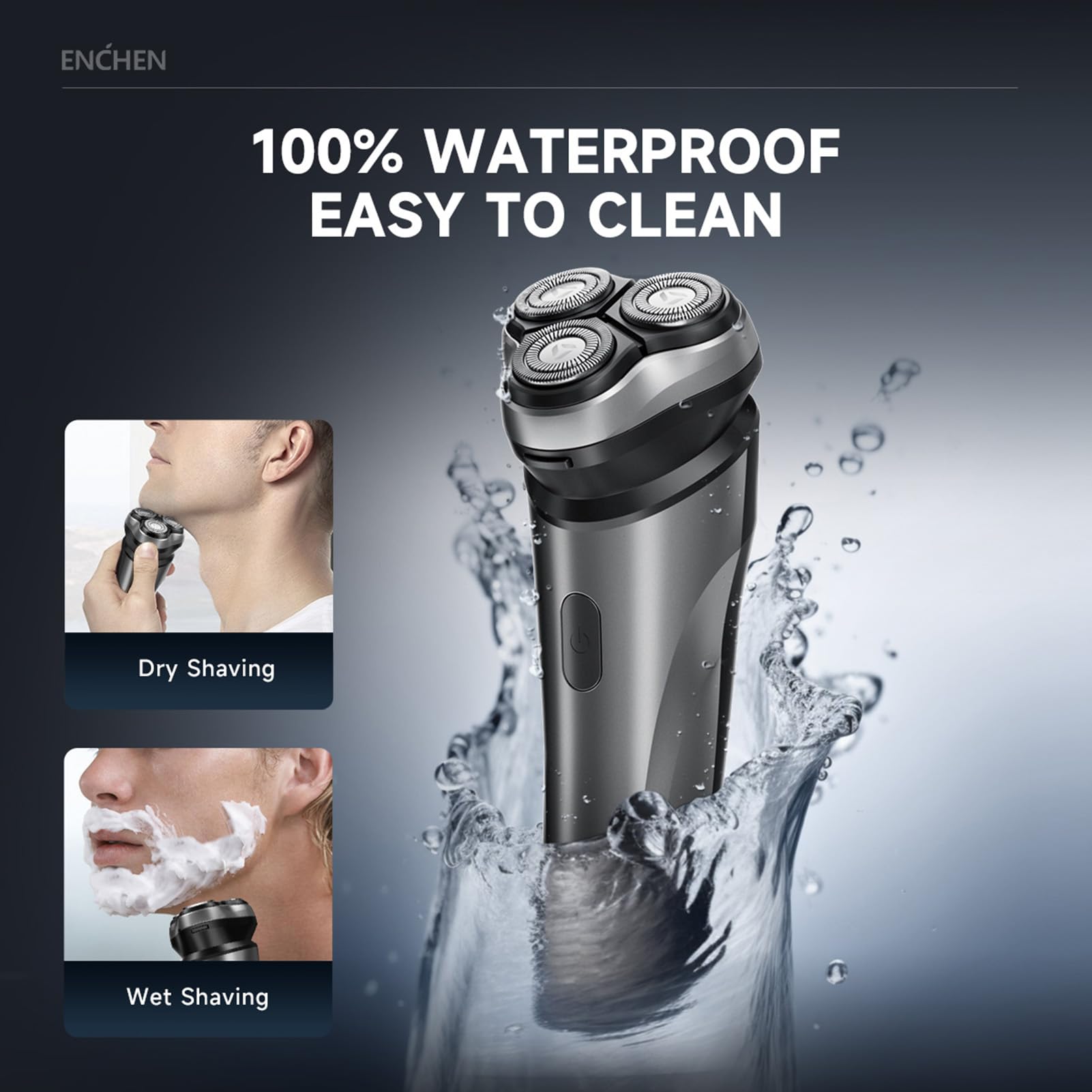 BlackSton Electric Razor for Men - 3D Rotating Head Cordless Shaver, Wet/Dry Use, IPX7 Waterproof, Portable Travel Razor - Perfect for Home, Gym & Business Trips