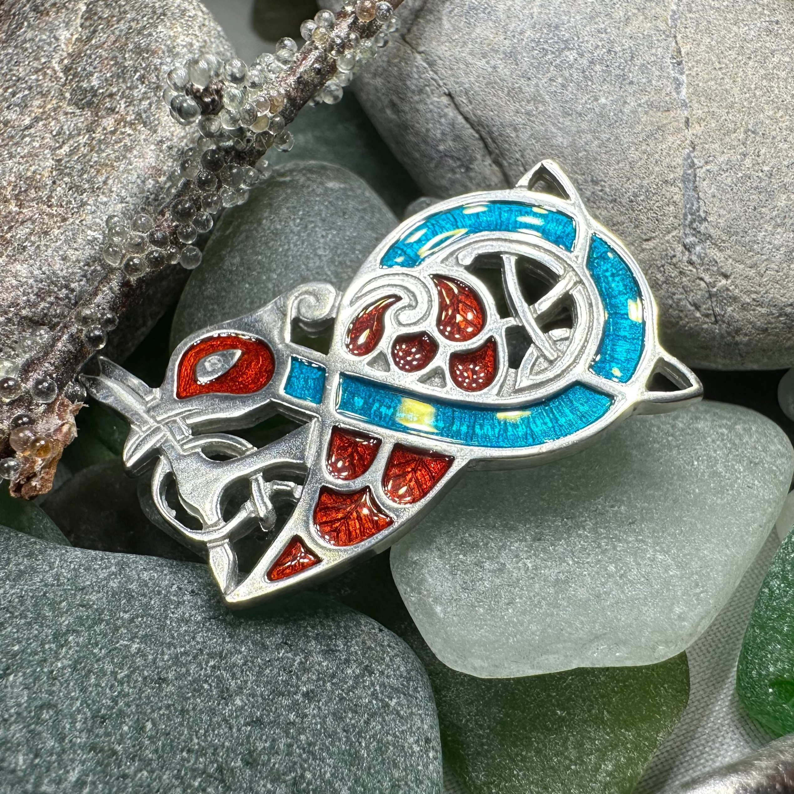 Book of Kells Celtic Bird Brooch - Handcrafted Irish Jewelry, Vintage Inspired Cloisonné Pin for Women | Perfect for Celtic Festivals, Irish Weddings & Heritage Celebrations