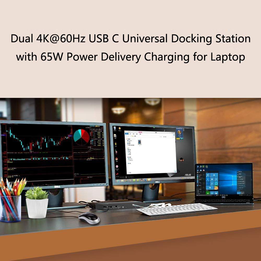 WAVLINK USB-C Docking Station for Laptop - 5K/4K Dual Monitor Support, 65W Power Delivery, 2xDP/2xHDMI/4xUSB 3.0/2xUSB-C/Gigabit Ethernet - Black | Ideal for Home Office, Gaming & Multitasking