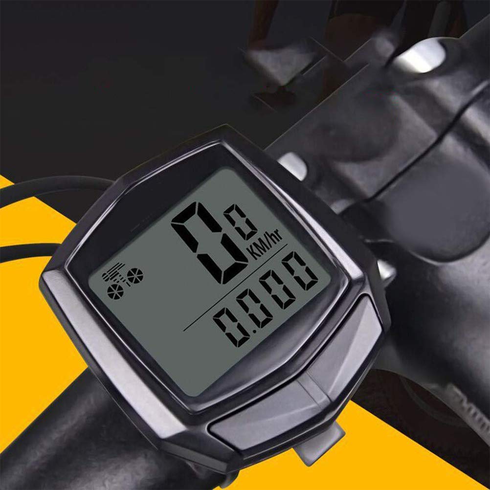 Wireless Waterproof Bike Speedometer & Odometer - LCD Cycling Computer with Backlight for Road/Mountain Bikes - Track Speed, Distance & Time - Perfect for Commuting, Training & Outdoor Adventures (Black)