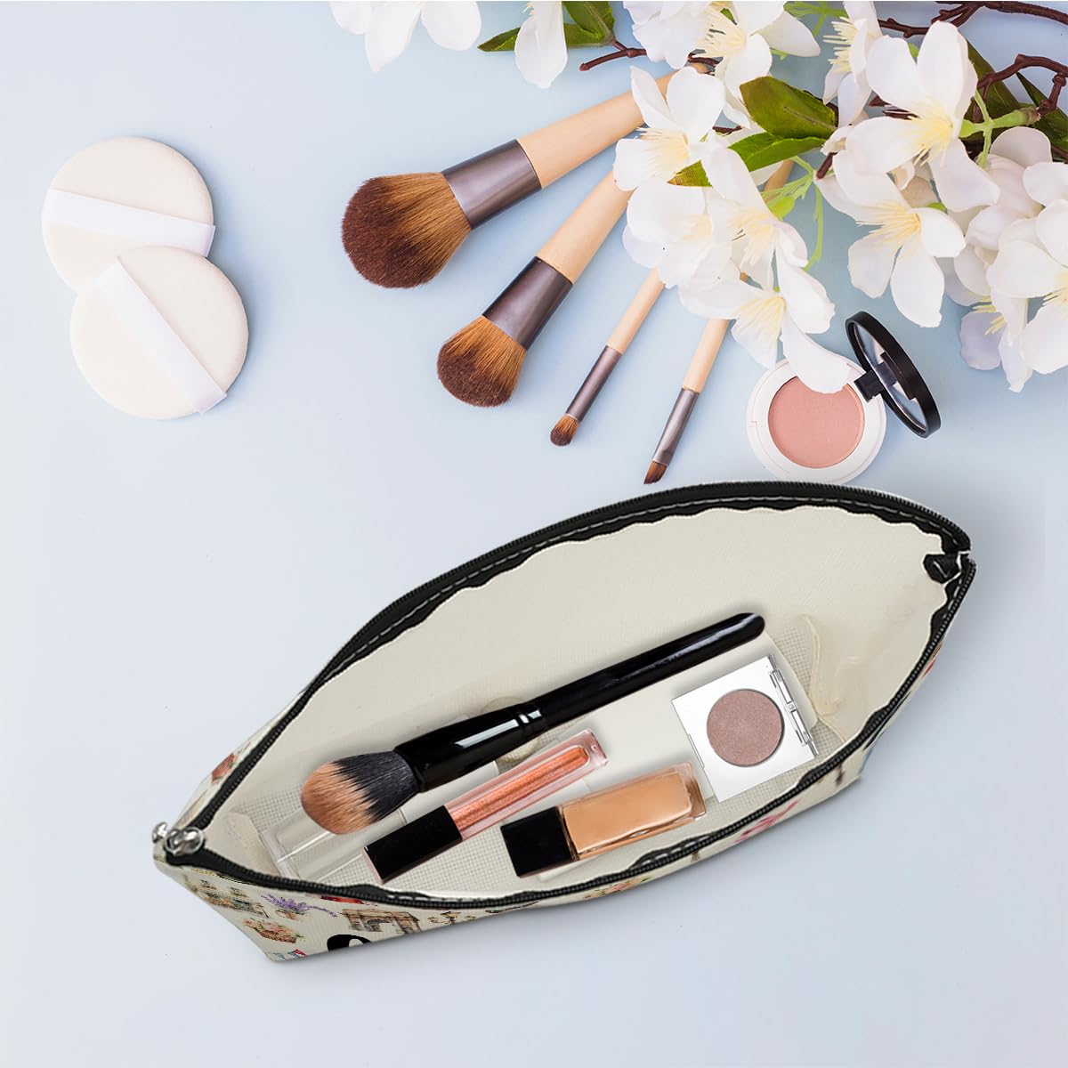 Paris Themed Makeup Bag - Cute Cosmetic Travel Organizer for Women | Perfect Gift for Paris Lovers, Best Friends, Sisters | Great for Travel, Weekend Trips, Birthday, Christmas & Friendship Gifts | Ideal for Makeup Storage, Travel Essentials & Paris Souvenirs