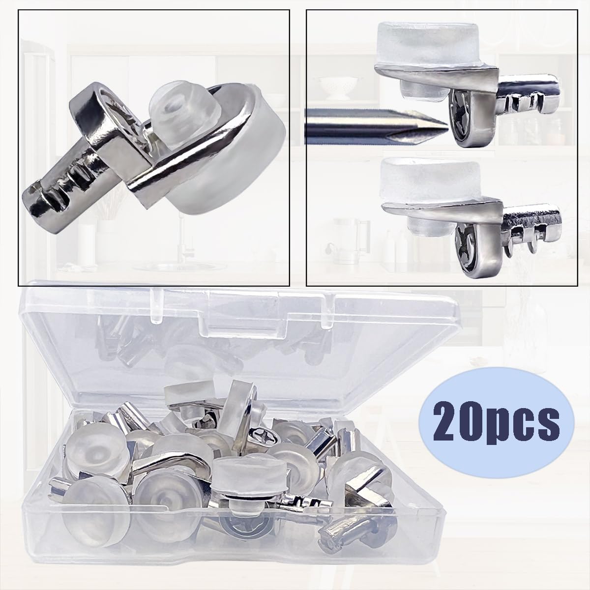 20 Pcs 1/5 Inch 5mm Stainless Steel Shelf Support Pegs - Heavy Duty Metal Shelf Pins & Cabinet Bracket Clips - Durable Shelf Holder Replacement Pegs for Bookshelves, Cabinets, Closets & DIY Furniture Projects