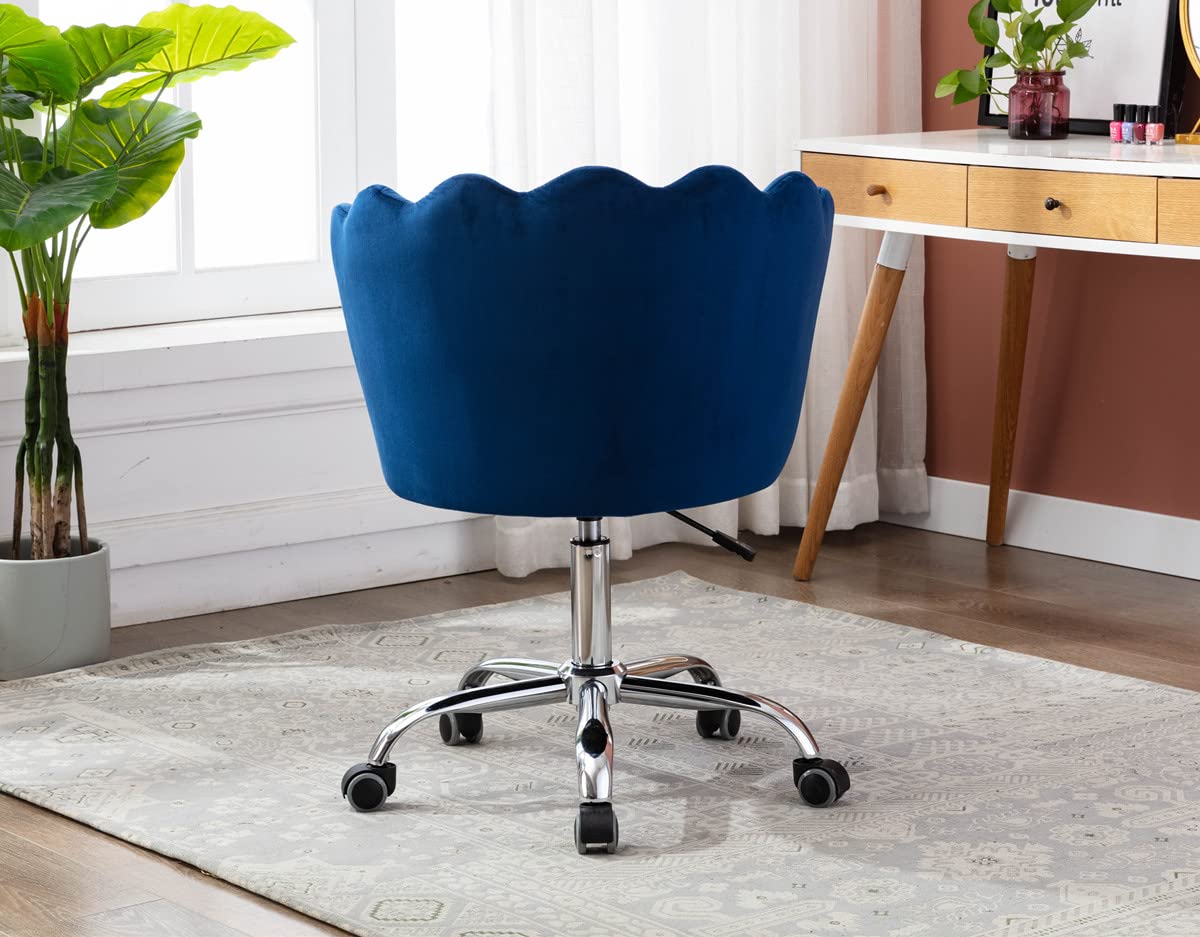 Velvet Home Office Chair - Adjustable Height Modern Desk Chair, Upholstered Swivel Computer Chair with Wheels for Living Room, Bedroom & Makeup Vanity | Ergonomic Workstation Seating for Remote Work & Beauty Routines