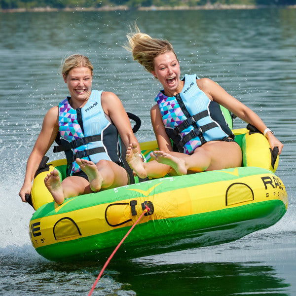 Rave Sports Stoked 2 Rider Towable Tube for Water Sports - Perfect for Lakes, Rivers, and Beach Fun