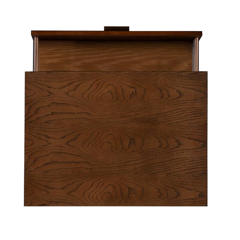 Linon Moore Nightstand with 2 Drawers, Tapered Legs - Medium Brown Wood Finish for Bedroom, Living Room, or Guest Room