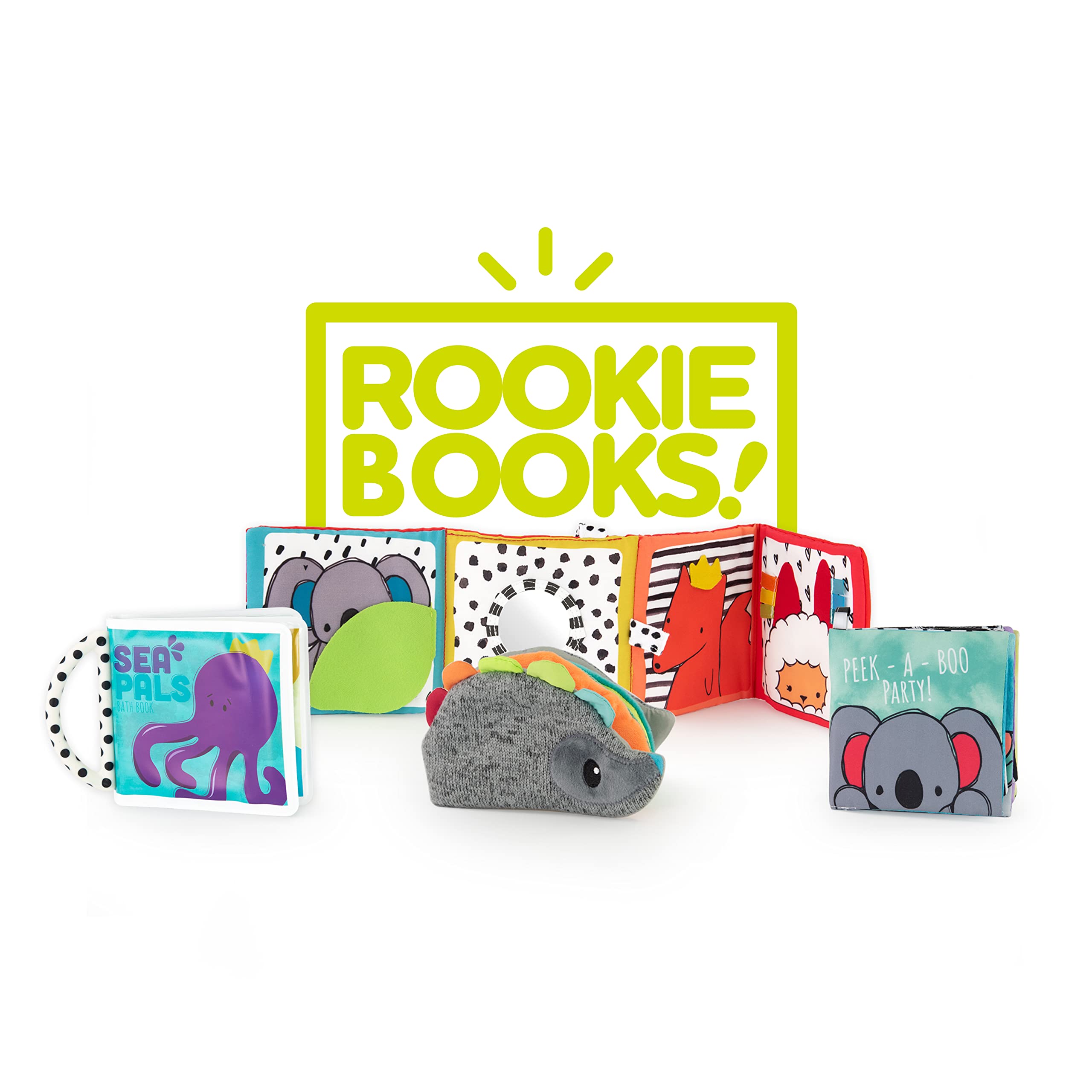 Sassy Rookie Books Baby Box - Educational Toy Gift Set for Babies 2+ Months | Early Learning Development, Sensory Play & Bedtime Stories
