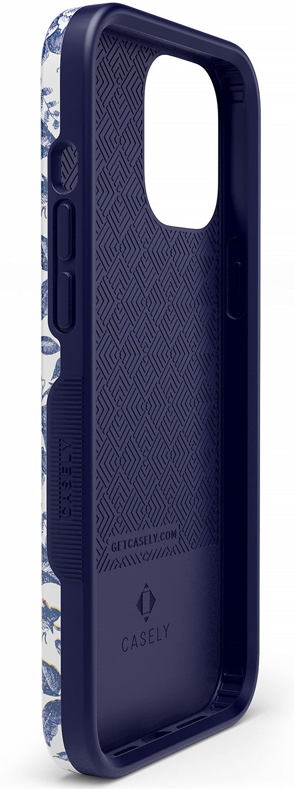 Casely iPhone 12/12 Pro Case - Rose Floral Design with Blue & White Flowers | MagSafe Compatible Protective Cover | Perfect for Everyday Use, Travel & Gift Giving