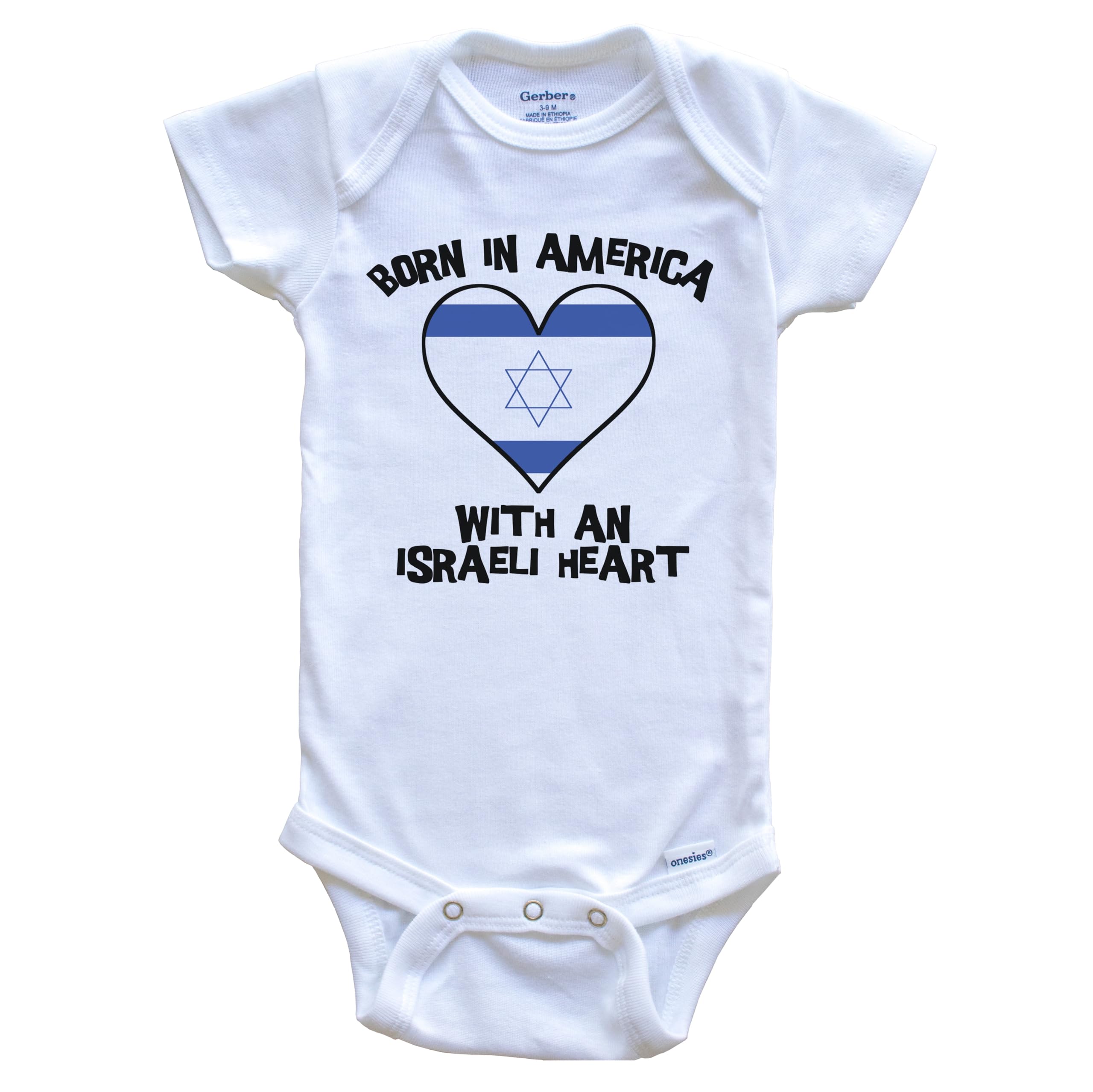 Born in America with an Israeli Heart Baby Onesie - Cute Israel Flag Bodysuit for Newborns & Infants - Perfect for Holidays, Family Photos & Cultural Celebrations