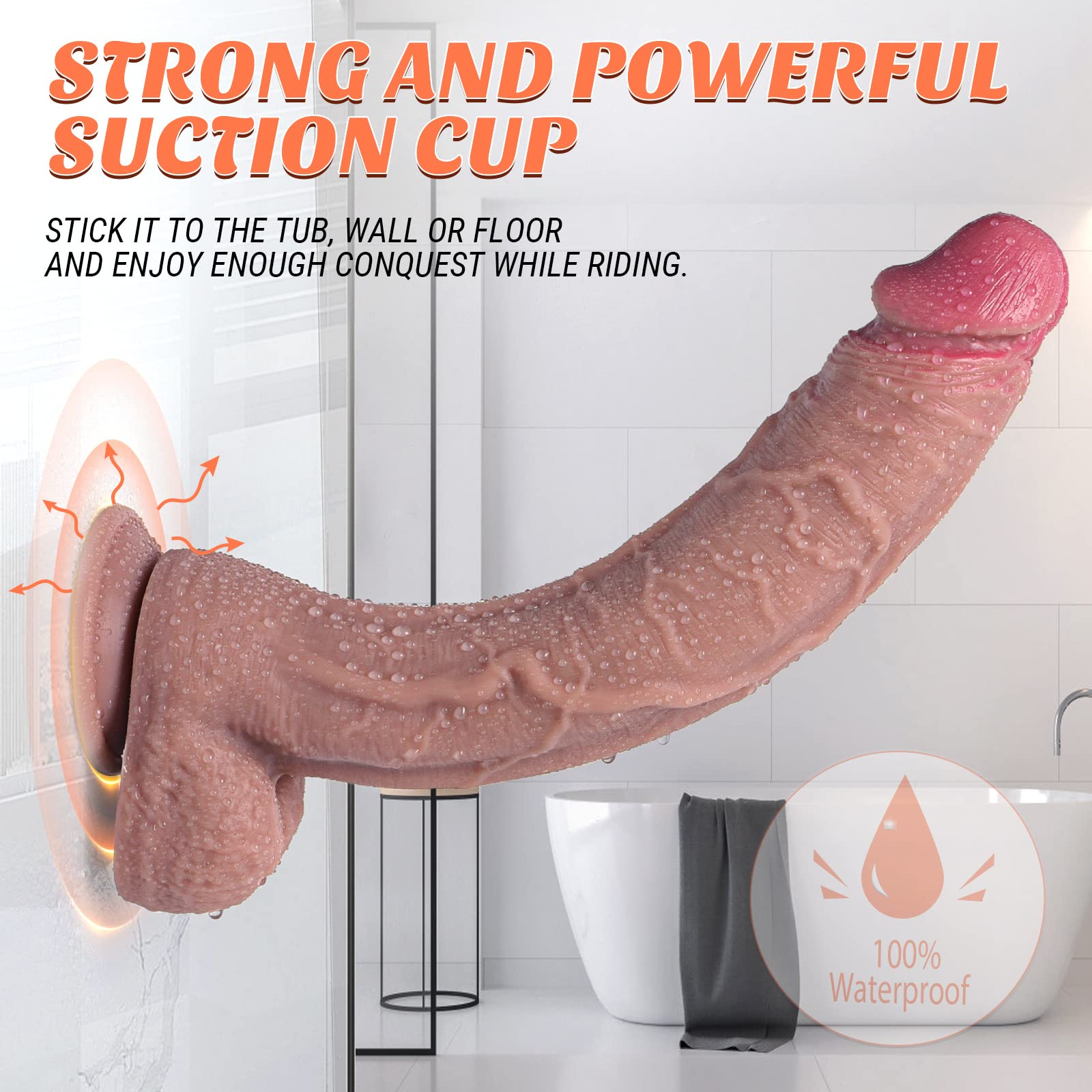 12 Inch Realistic Silicone Dildo with Suction Cup - Extra Thick Anal & Vaginal Sex Toy for Men & Women | Soft Flexible Adult Toy for Solo Play, Couples & BDSM Scenes
