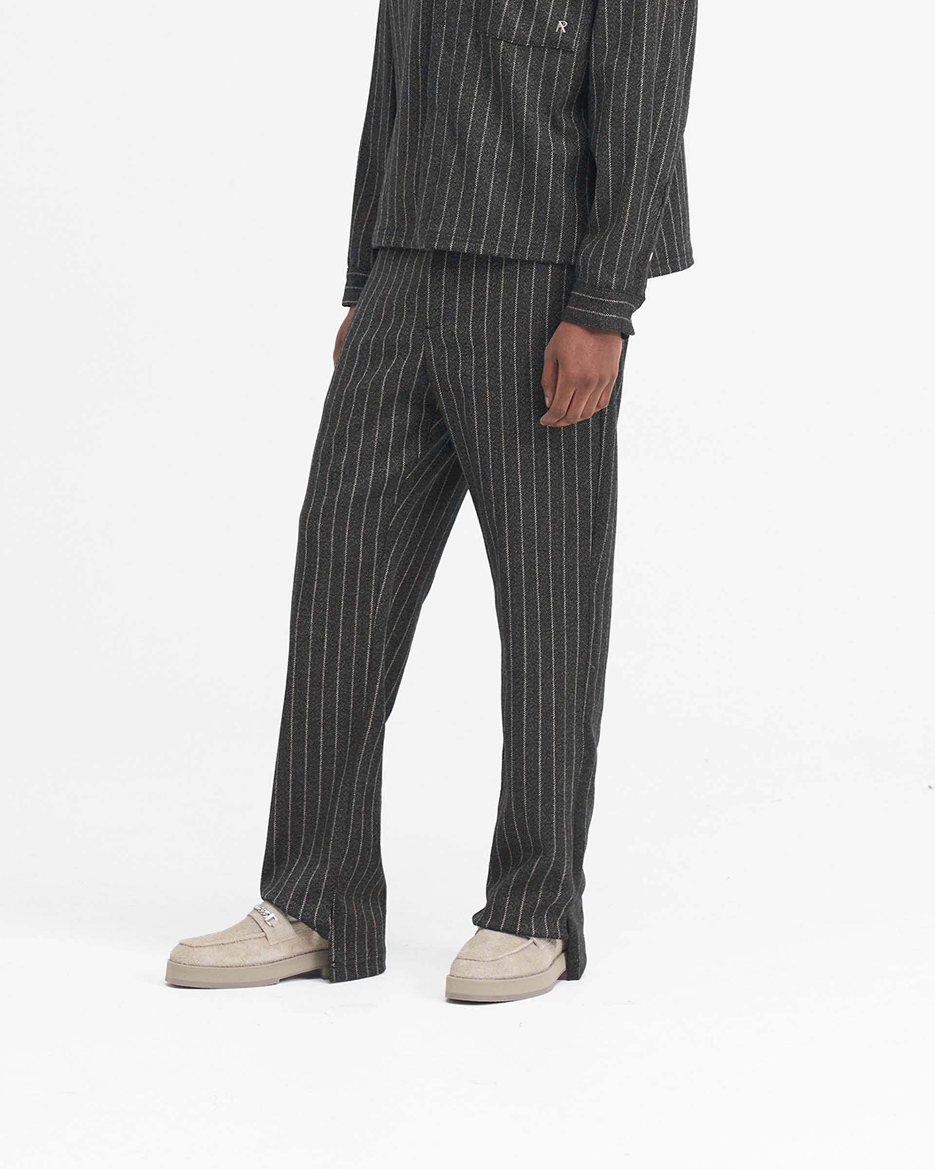 Stepped Hem Pants - Black Pinstripe Trousers for Women | Office Wear & Business Casual Outfits