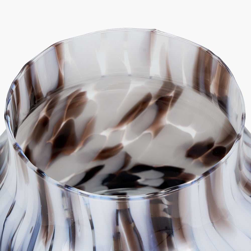 Brown and White Tortoiseshell Glass Vase - Small & Large Sizes - Elegant Home Decor for Centerpieces, Wedding Decorations & Living Room Accents