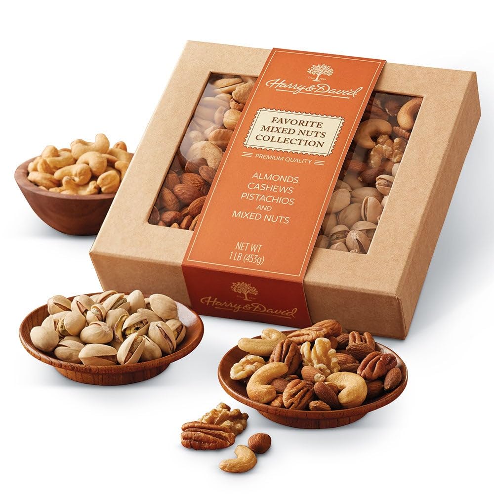 Harry & David Premium Mixed Nuts Gift Set - Healthy Snack Assortment with Almonds, Cashews & Pistachios - Perfect for Parties, Office Snacks & Holiday Gifting