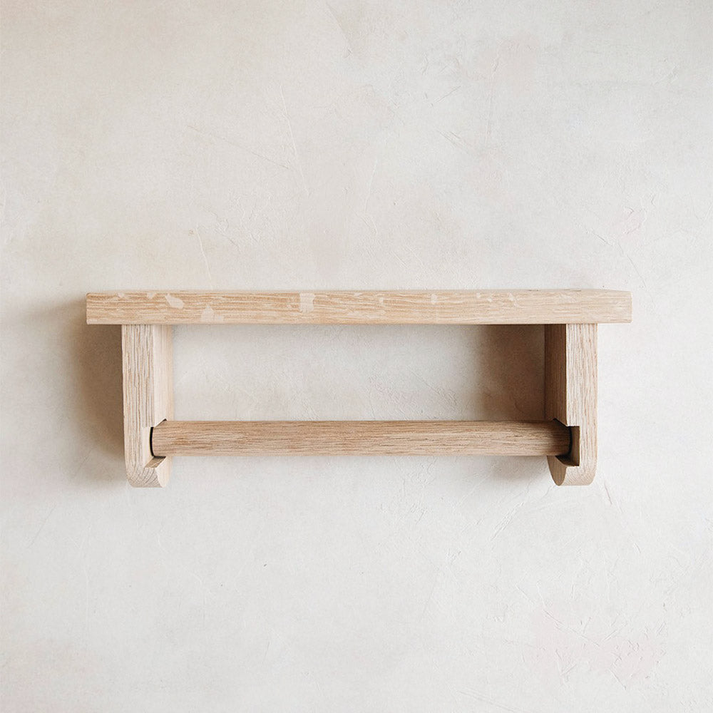 Premium Oak Wood Wall-Mounted Paper Towel Holder - Rustic Kitchen & Bathroom Organizer for Easy Access & Space Saving