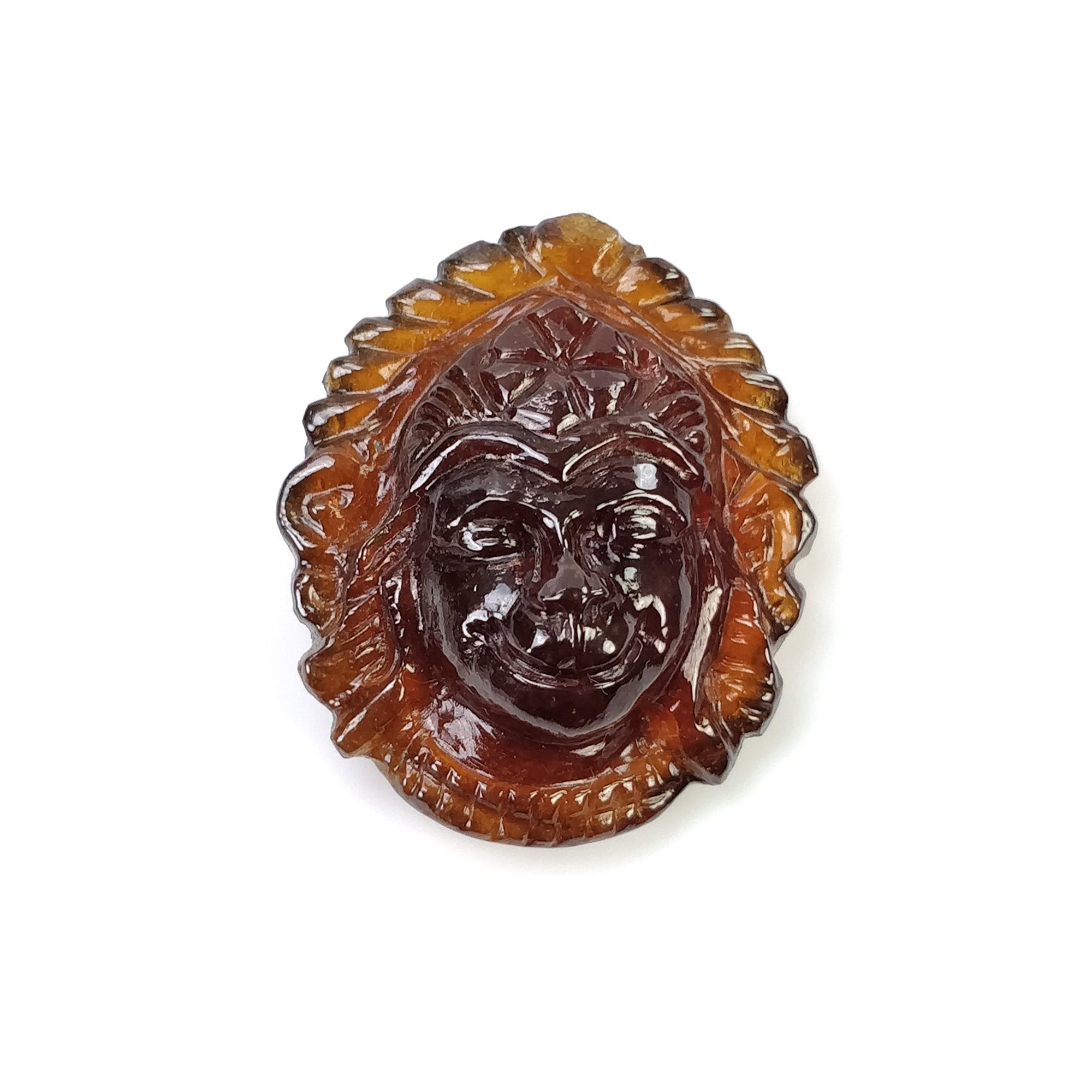 Natural Hessonite Garnet Gemstone Carving - 40.20cts Untreated Hand Carved Lord Hanuman (26x22mm) | Spiritual Jewelry for Meditation & Yoga | Video Included