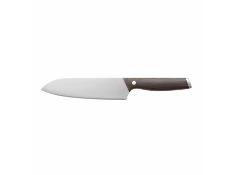 BergHOFF Rosewood 7-Inch Stainless Steel Santoku Knife - Professional Japanese Chef Knife for Slicing, Dicing & Chopping - Perfect for Home Kitchen & Restaurant Use
