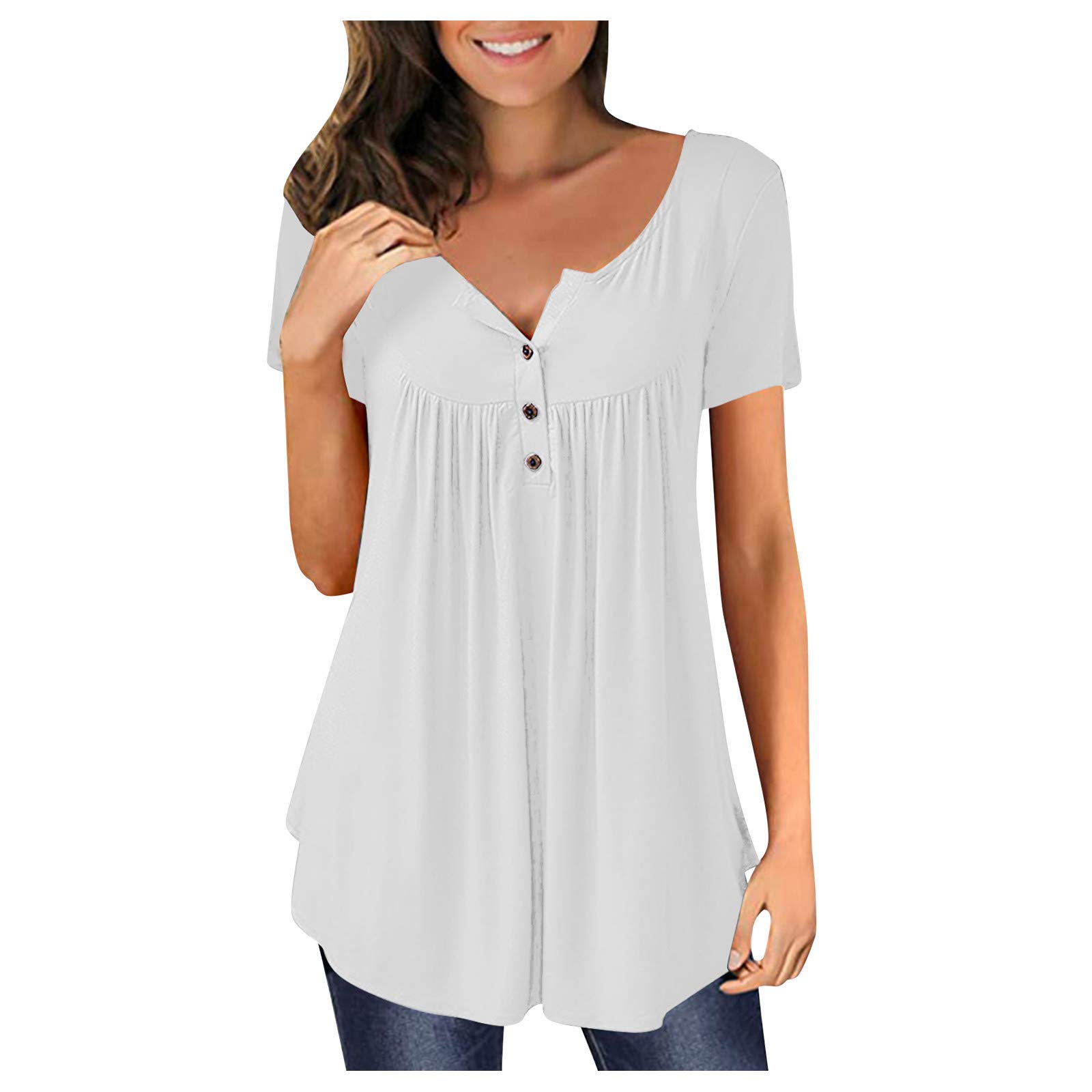 Women's Summer Lace Short Sleeve V-Neck Blouse - Casual Cute T-Shirt Tops for Women | Perfect for Beach Outings, Date Nights & Office Wear