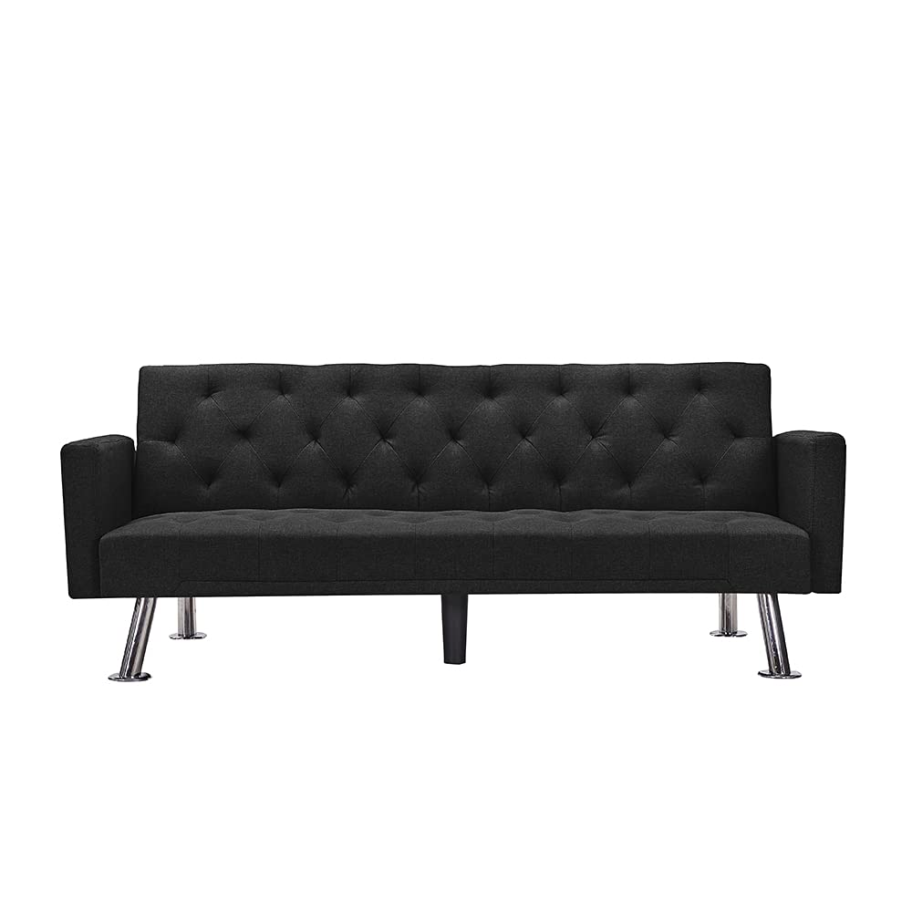 Convertible Folding Sofa Bed - 3-in-1 Fabric Sleeper Sofa Couch for Small Spaces, Guest Room & Living Room - Comfortable Black Futon with Storage | Perfect for Apartments, Dorms & Home Offices