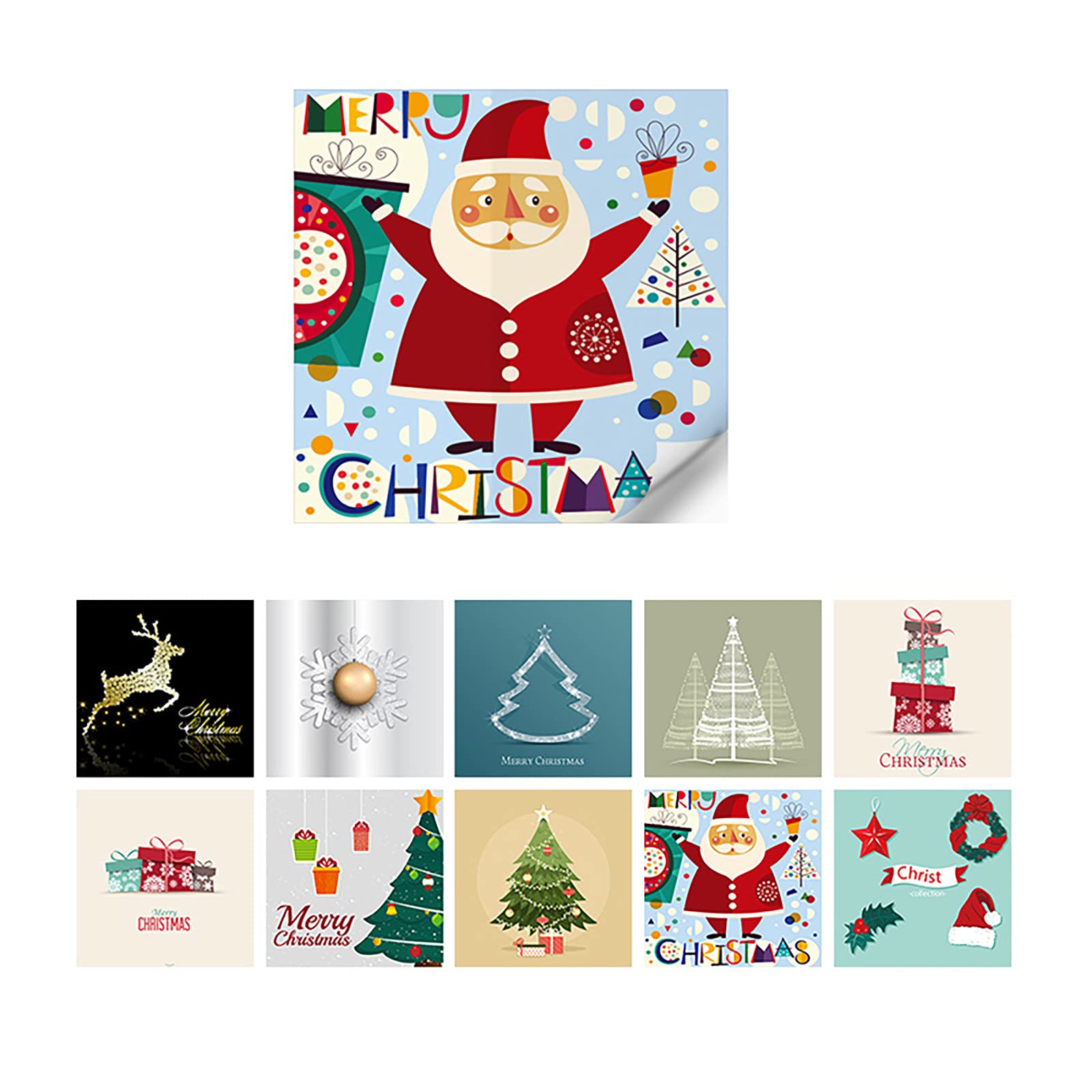 10-Piece Christmas Self-Adhesive Wallpaper Set - Santa Deer Cartoon Wall Stickers for Bedroom, Cabinet & Window Decor | Holiday Room Wall Decor for Women | Perfect for Christmas Party, Kids Room & Home Decoration