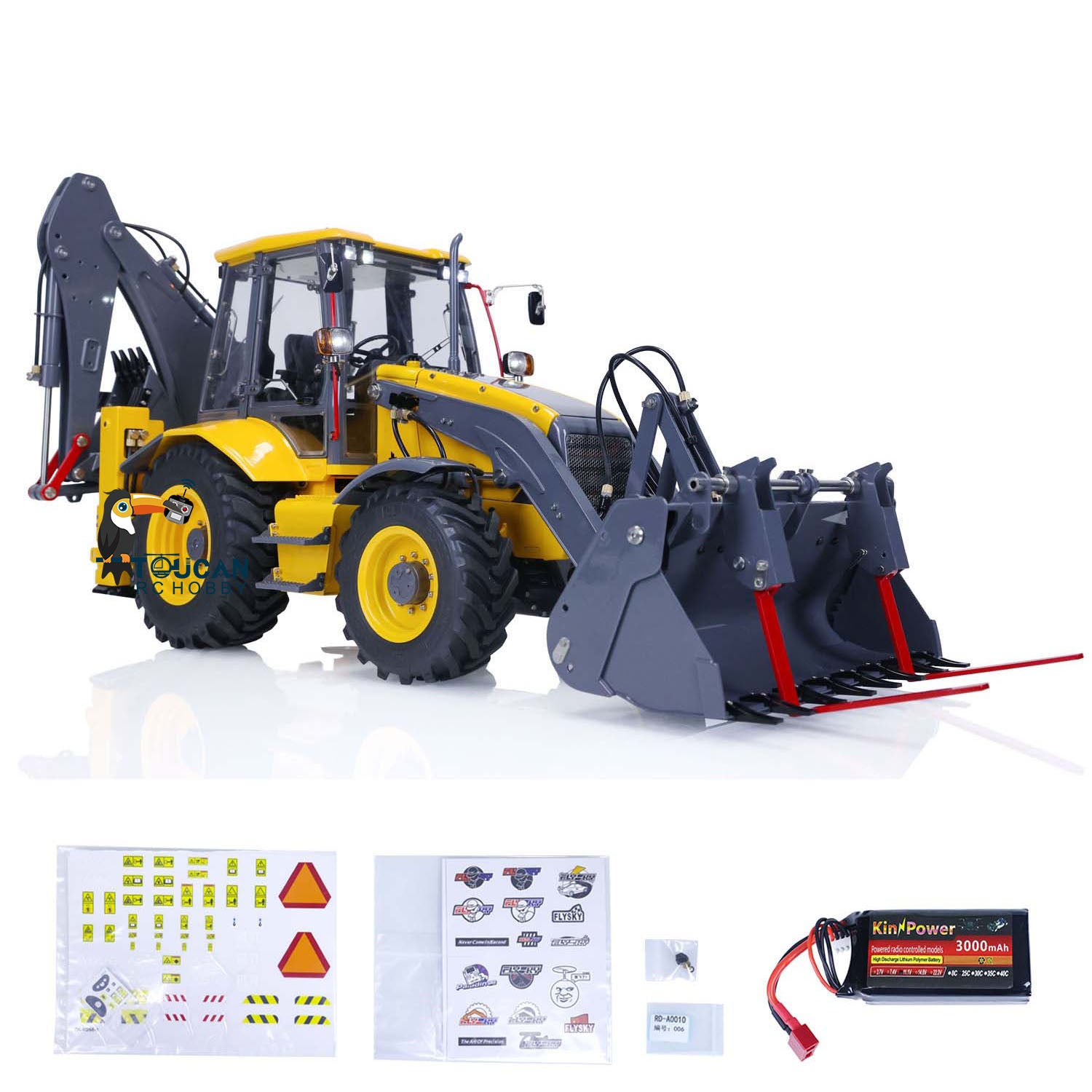 1/14 LESU RC Backhoe BL71 Loader - Painted Metal Hydraulic 2-in-1 Electric Excavator Toy with Light & Sound System, Receiver, Motor, Servo & ESC - Perfect for Construction Play, Outdoor Adventures & RC Hobby Enthusiasts