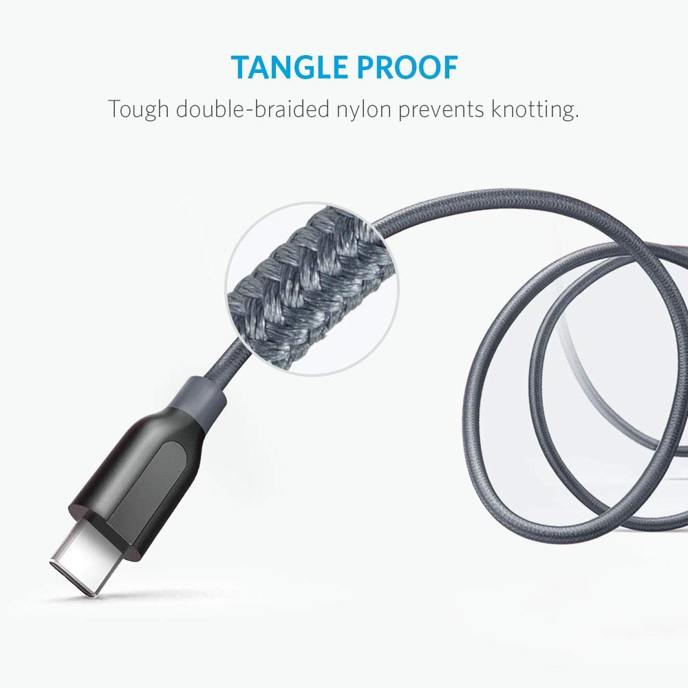 Anker Powerline+ USB C to USB 3.0 Cable (6ft) - High Speed Charging & Data Sync Cable - Durable Nylon Braided USB Type C Cable for Samsung Galaxy S10/S9/S8, Note 8, LG V20/G6, Sony XZ, HTC 10, Xiaomi 5 - Perfect for Home, Office & Travel Charging