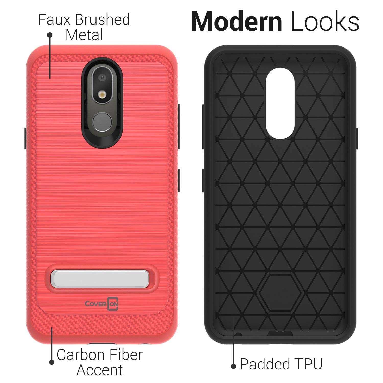 CoverON Metal Kickstand Case for LG Aristo 4 Plus & LG Prime 2 - SleekStand Series in Racing Red | Perfect for Hands-Free Viewing & Gaming