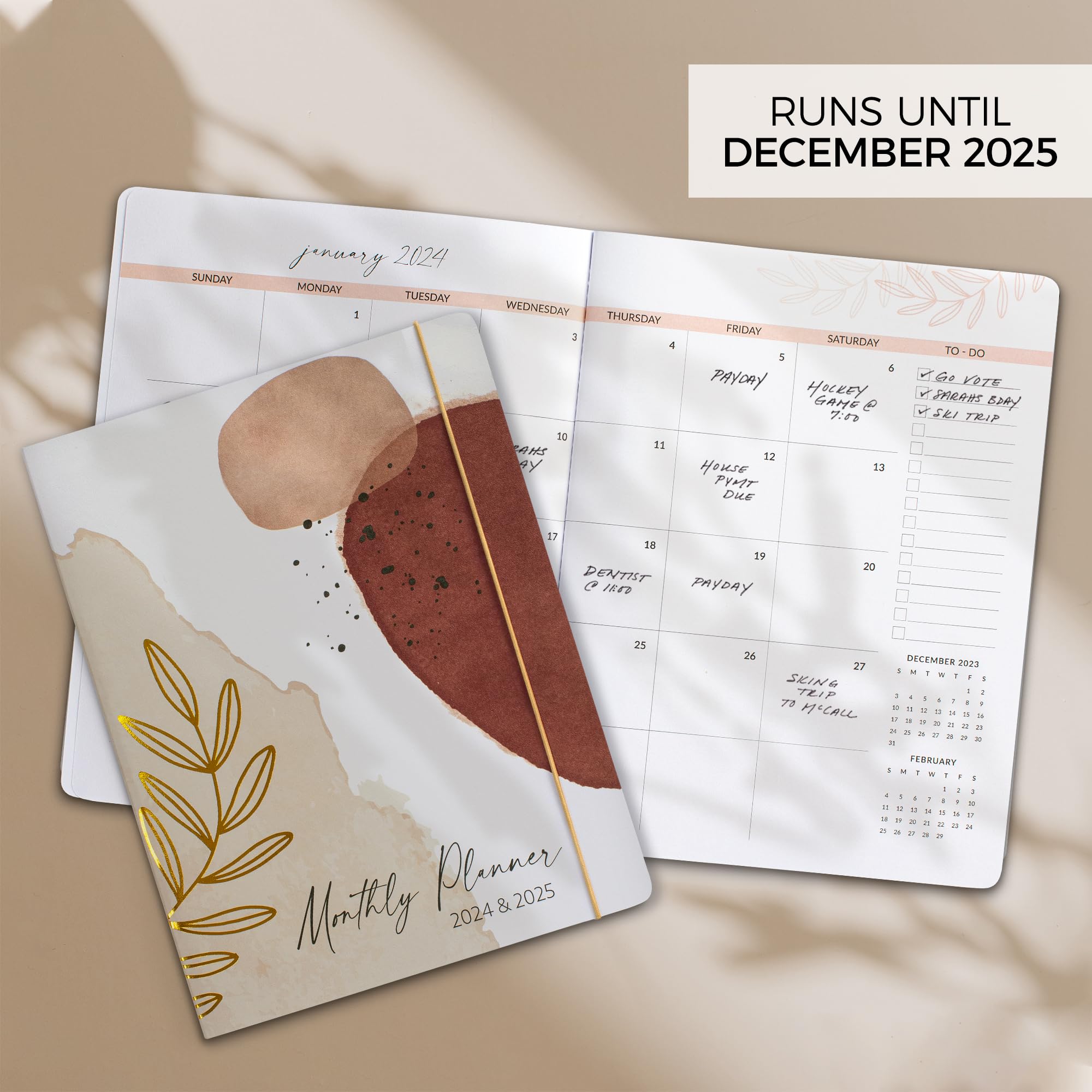 2024-2025 Monthly Planner & Calendar Book - Abstract Design Productivity Planner with To-Do Lists for Work, School & Personal Organization | Perfect for Goal Tracking, Time Management & Daily Scheduling (Jan 2024-Dec 2025)