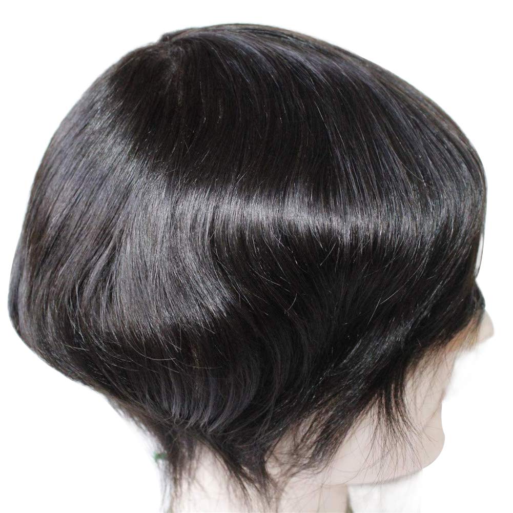 Men's Real Human Hair Toupee - 1B Off Black Thin Skin Wig for Men (8x10 Inch) | Natural Looking Hair Unit for Baldness & Hair Loss | Perfect for Daily Wear, Special Occasions & Confidence Boosting