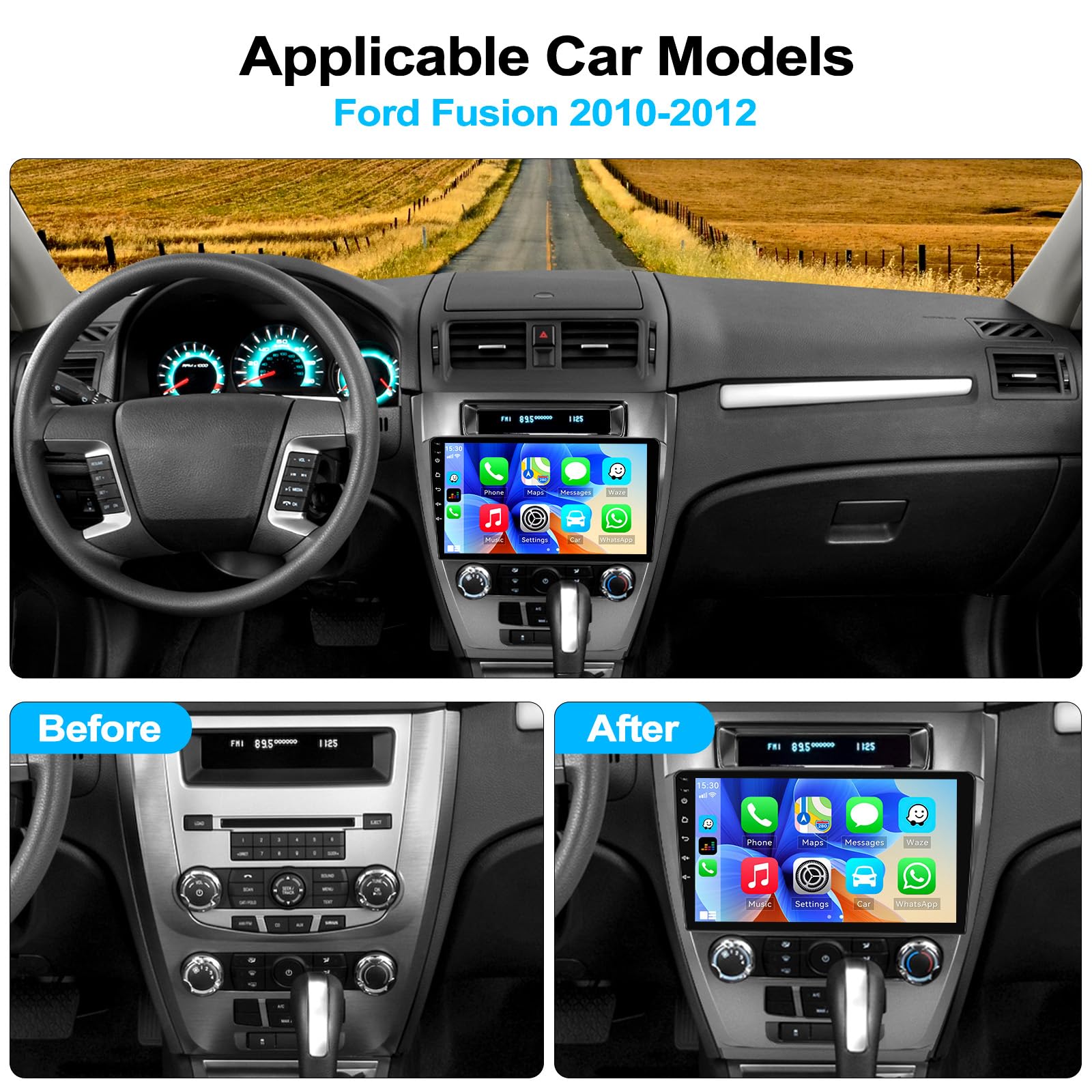2+32GB CAMECHO Android 11 Car Stereo for Ford Fusion 2010-2012 | 10.1