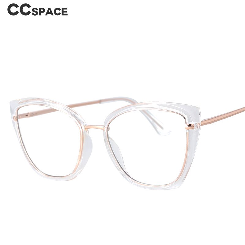 CCspace Women's Full Rim Square Cat Eye Resin Frame Eyeglasses 53012 - Stylish Retro Eyewear for Women, Perfect for Office, Reading & Fashion Accessories