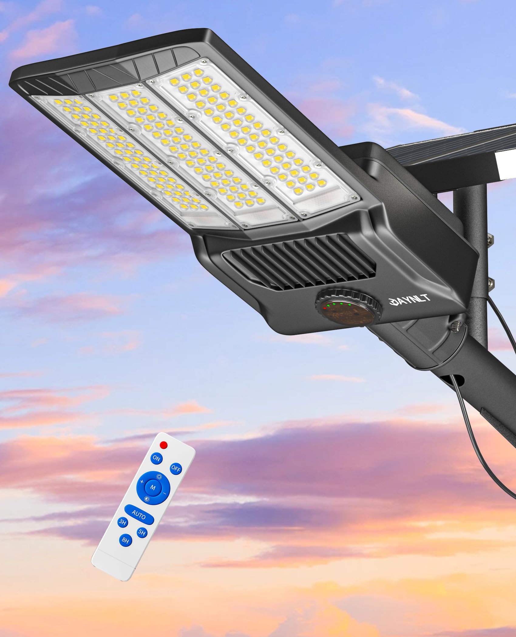 JAYNLT Y-6500W 6500K Solar Street Lights Outdoor - 650000LM High Power Commercial Solar Parking Lot Lights with Remote Control | Waterproof Dusk to Dawn Security Flood Lights for Driveways, Basketball Courts, Parking Areas, Pathways & Backyards