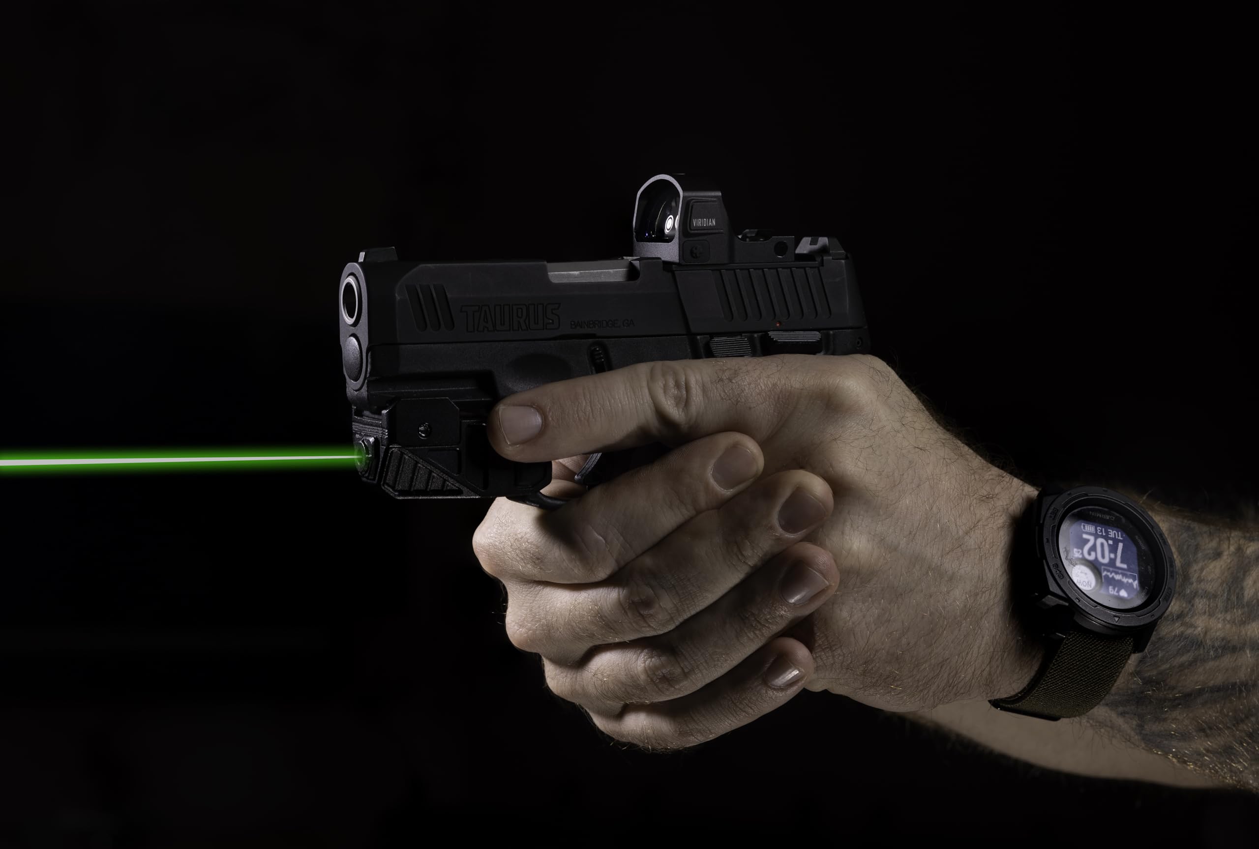Viridian C5 Green Laser Sight for Pistols - Universal Rail Mount, Ambidextrous On/Off Switch, Rechargeable & Instant-On - Perfect for Home Defense, Tactical Training & Concealed Carry (Black)