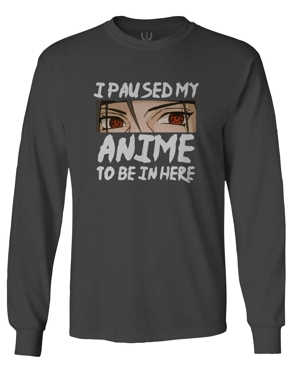 Funny Anime Paused My Game Japanese Manga Long Sleeve T-Shirt for Men - Perfect Gift for Otaku, Cosplay & Casual Wear