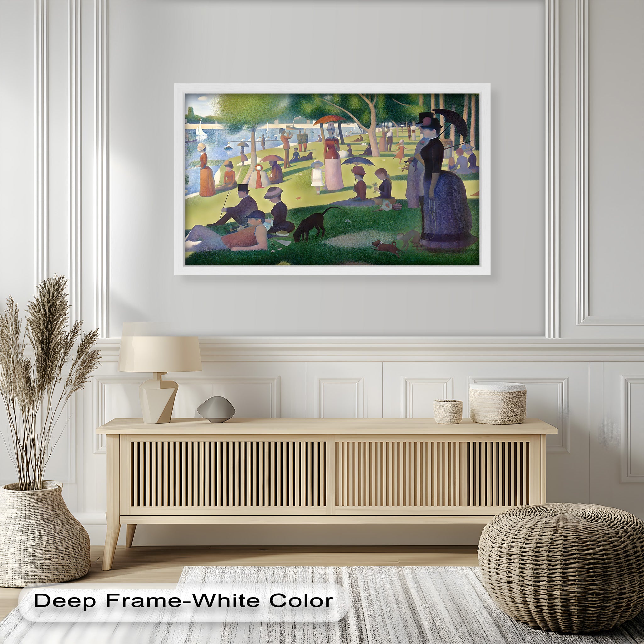 Historic Pointillist Oil Painting - A Sunday Afternoon Masterpiece | Wall Art for Living Room, Office & Gallery Decor