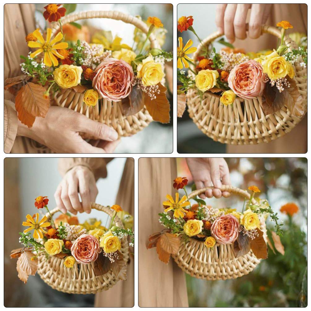 DOITOOL Handwoven Wicker Storage Basket with Handles - Easter Basket, Wedding Flower Girl Basket, Rustic Laundry Hamper & Home Decor Organizer - Perfect for Nursery, Bathroom, and Farmhouse Decor