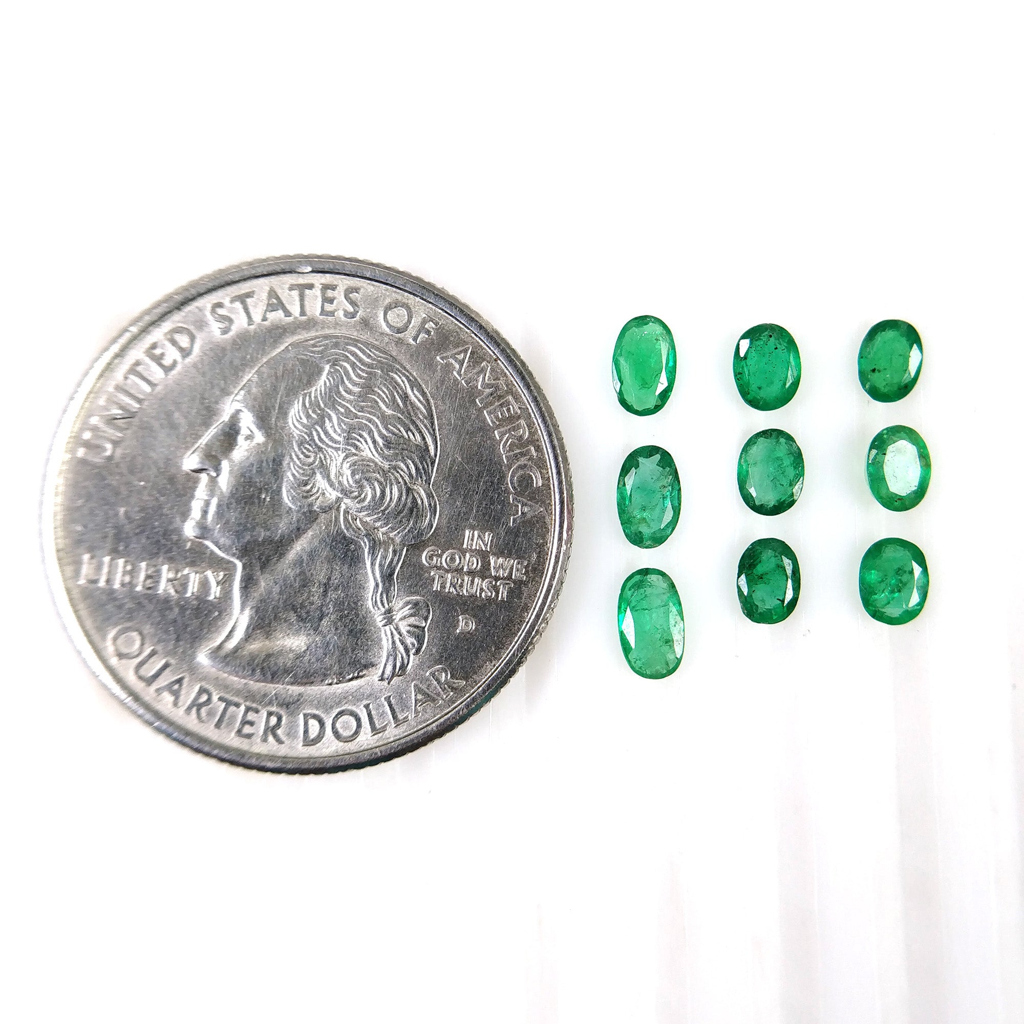 Natural Untreated Unheated Emerald Gemstone Oval Cut - 1.64cts (4x3mm & 5x3mm, 9pcs) for Jewelry Making, Engagement Rings & Fine Collections