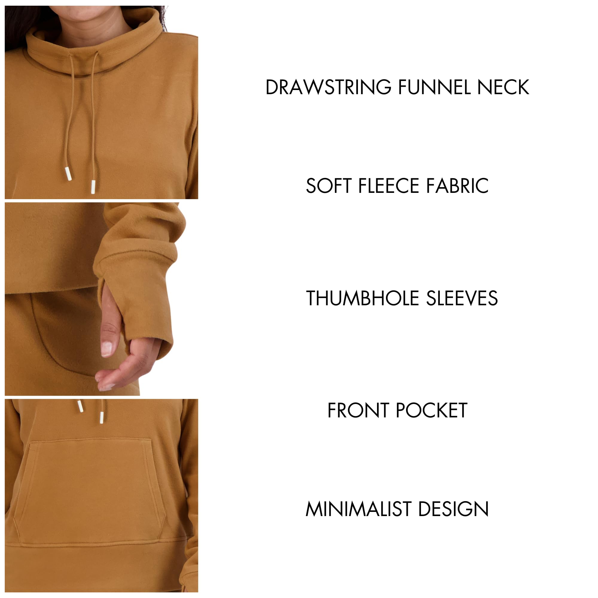 BEARPAW Women's Cozy Fleece Pullover Hoodie - Soft Drawstring Funnel Neck Sweatshirt for Casual Wear, Lounge & Outdoor Activities