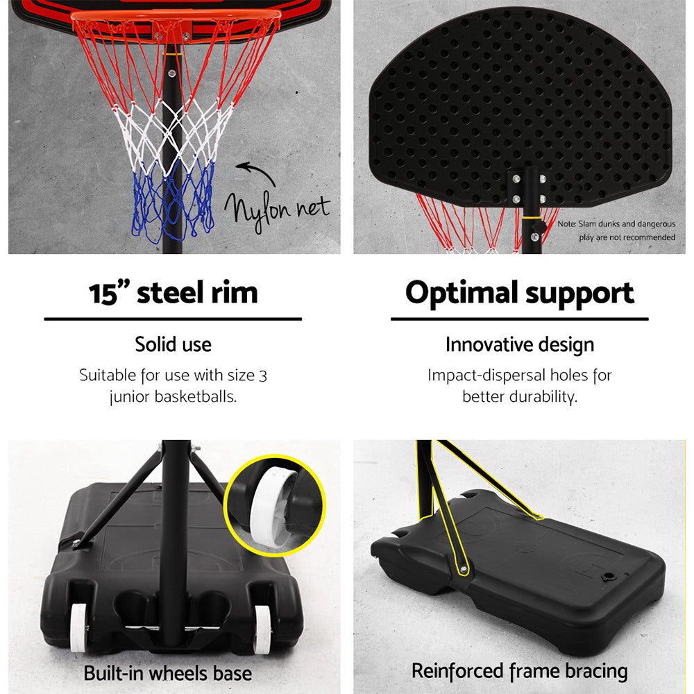 Everfit 2.1M Adjustable Portable Basketball Hoop System with Rim - Perfect for Driveway, Backyard & Outdoor Basketball Games - Black