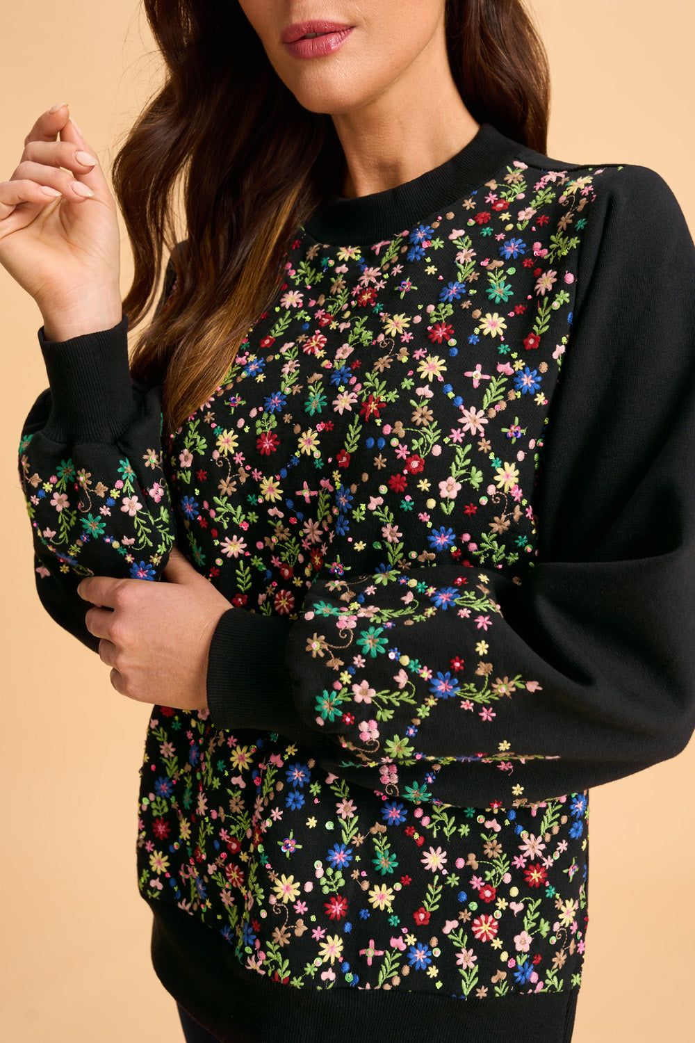 Stylish Embellished Cotton Sweater for Women - Black | Cozy Winter Pullover for Casual Wear & Office Outfits