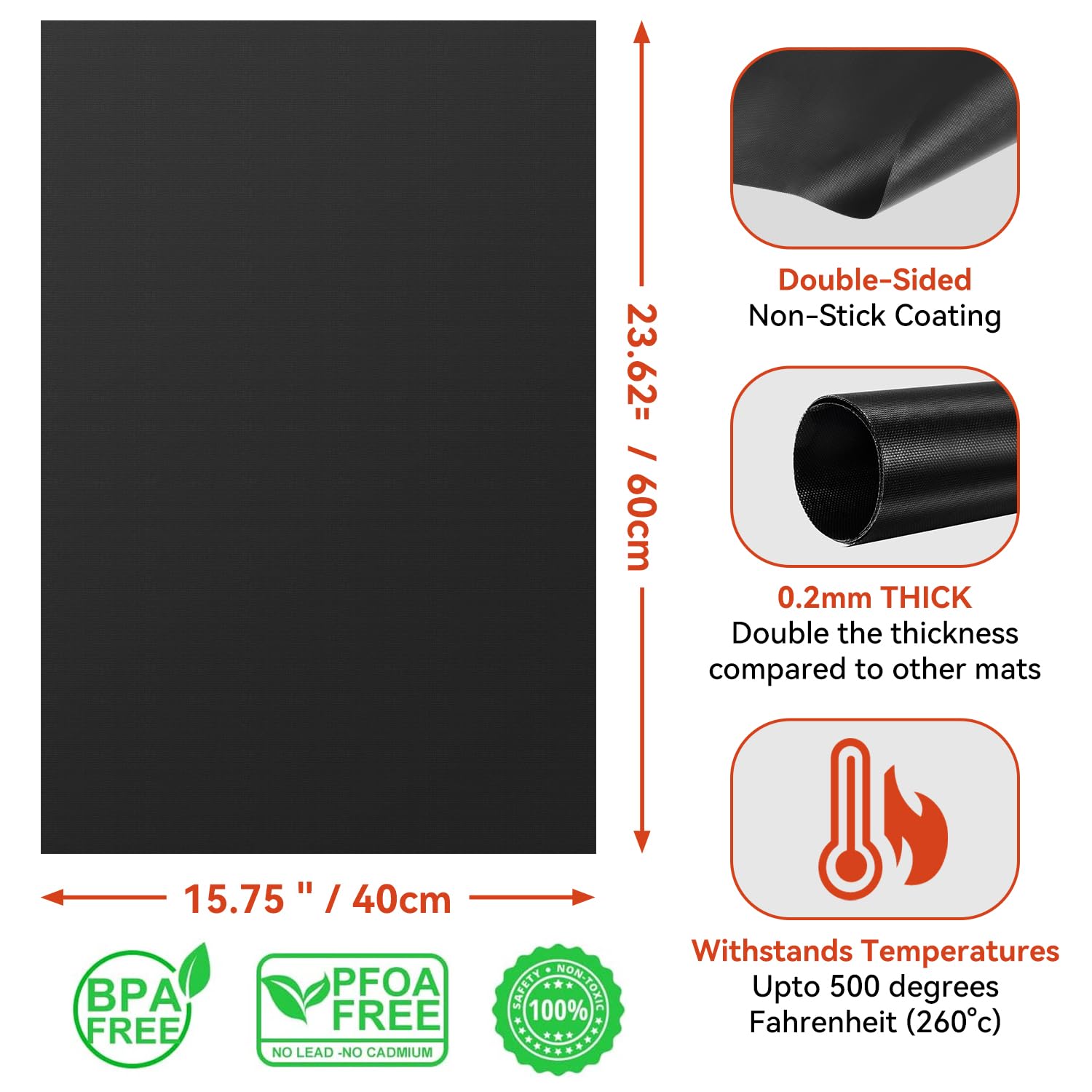 Non-Stick Oven Liners for Electric & Gas Ovens - Reusable Teflon Protector Mat (23.6