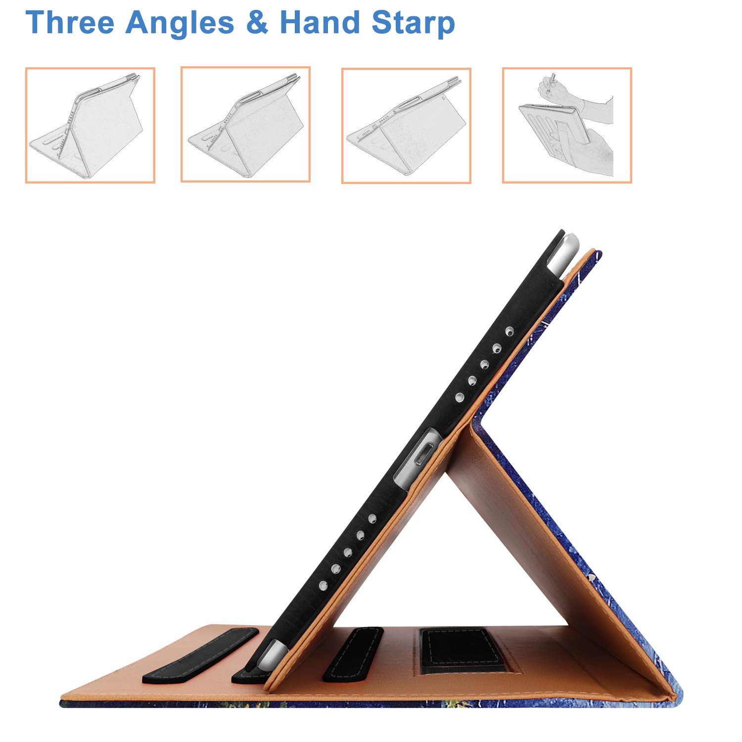 Premium iPad 6th Gen Case & iPad Air 2 Case with Pencil Holder - 9.7 Inch (2017/2018 Models) - Multi-Angle Stand, Auto Sleep/Wake, Hand Strap - Compatible with A1822 A1823 A1474 A1475 - Perfect for Work, Travel & Home Use (Rhone)